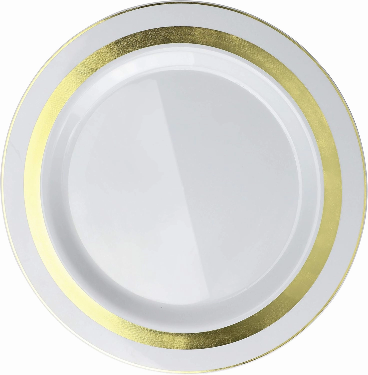" OCCASIONS " 120 Plates Pack,(60 Guests) Heavyweight Premium Wedding Party Disposable Plastic Plates Set -60 x 10.5'' Dinner   60 x 7.5'' Salad/Dessert (Soleil White & Gold)