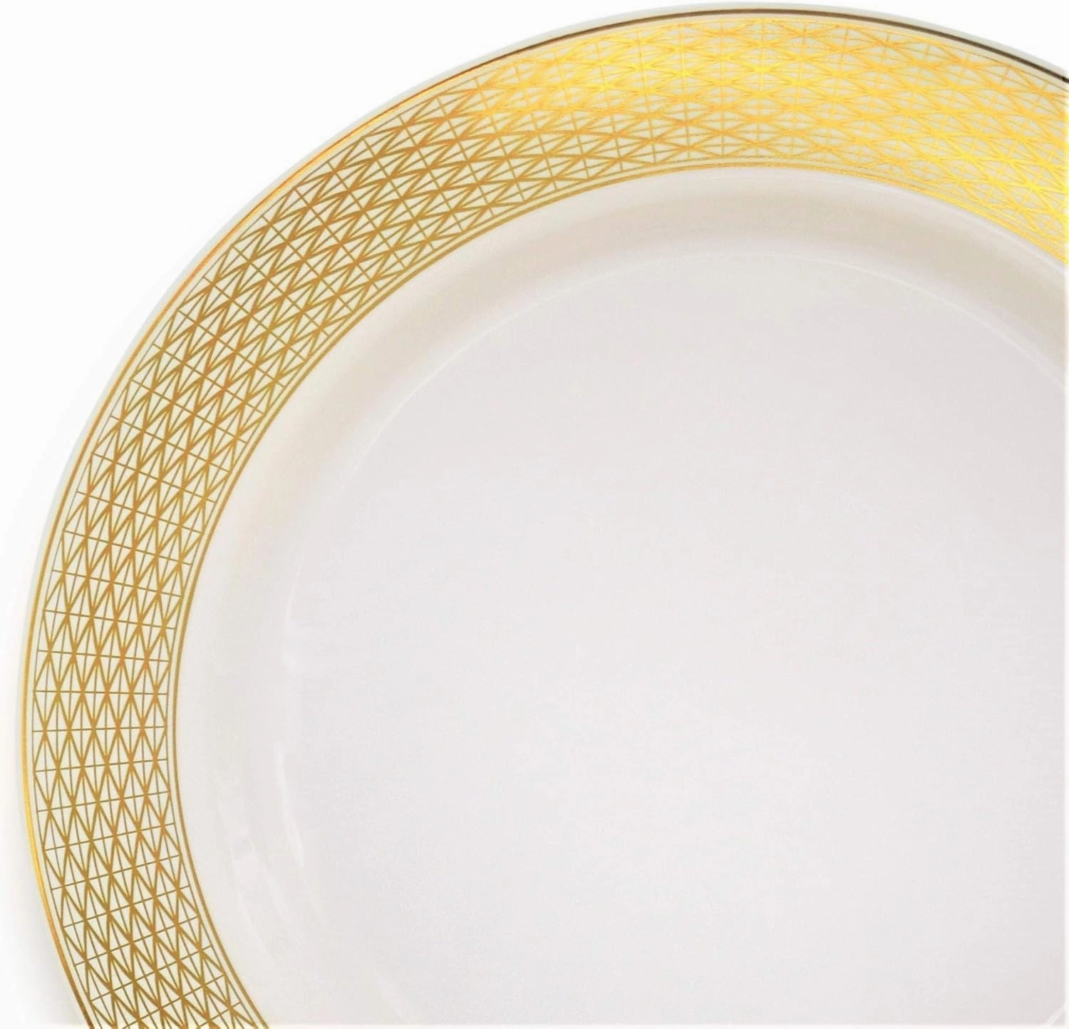 " OCCASIONS " 120 Plates Pack, Heavyweight Disposable Wedding Party Plastic Plates (10.5'' Dinner Plate, Diamond in White & Gold)
