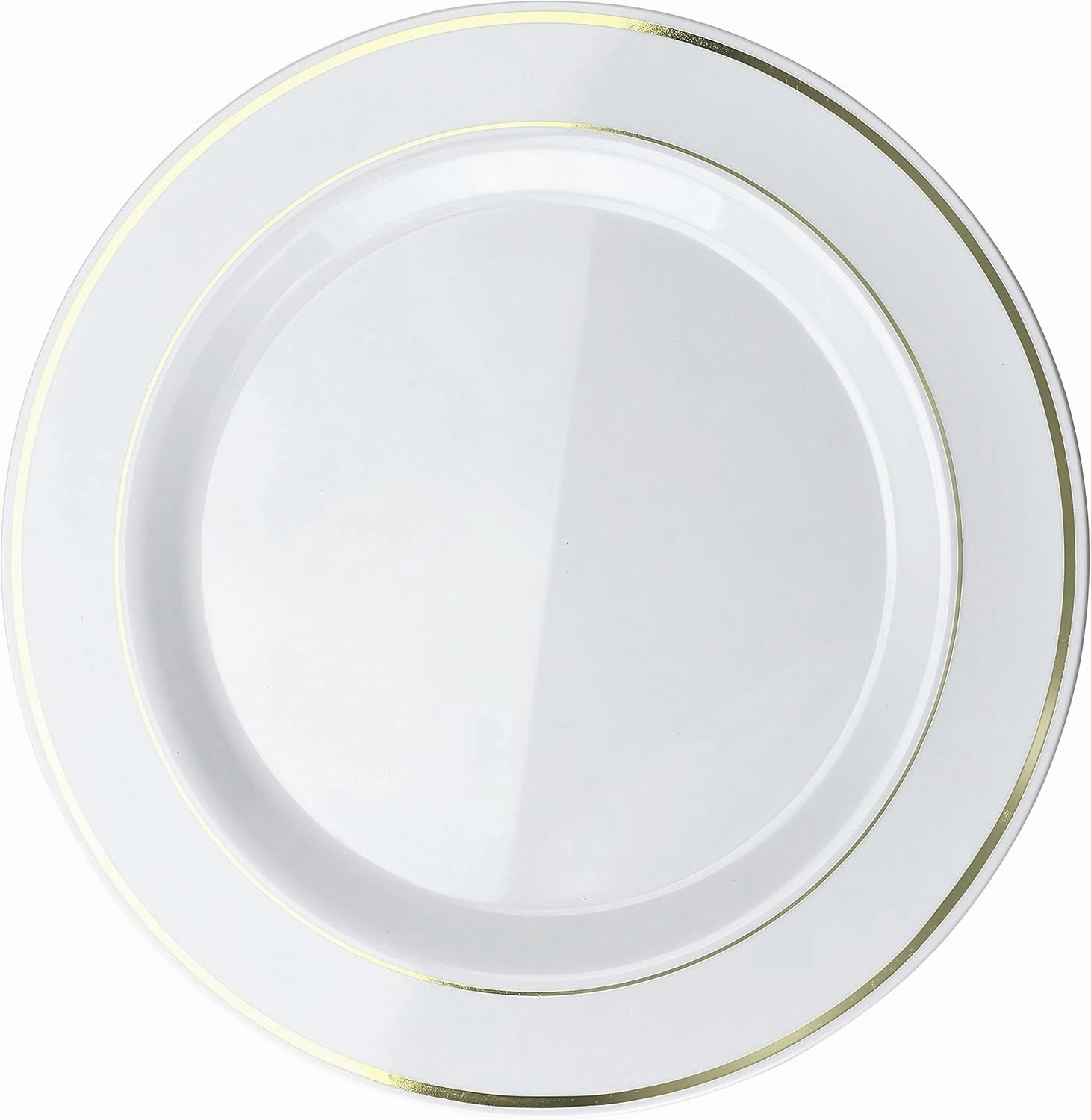 " OCCASIONS" 240 Plates Pack,(120 Guests) Heavyweight Premium Wedding Party Disposable Plastic Plates Set -120 x 10.5'' Dinner   120 x 7.5'' Salad/Dessert (White & Gold Rim)
