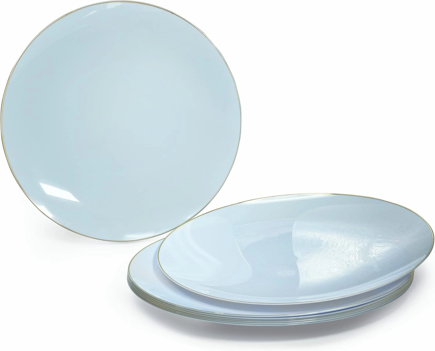 " OCCASIONS " 240 Plates Pack,(120 Guests) Premium Wedding Party Disposable Plastic Plates Set -120 x 10.25'' Dinner   120 x 7.5'' Salad/Dessert (Bali, Blue & Gold)