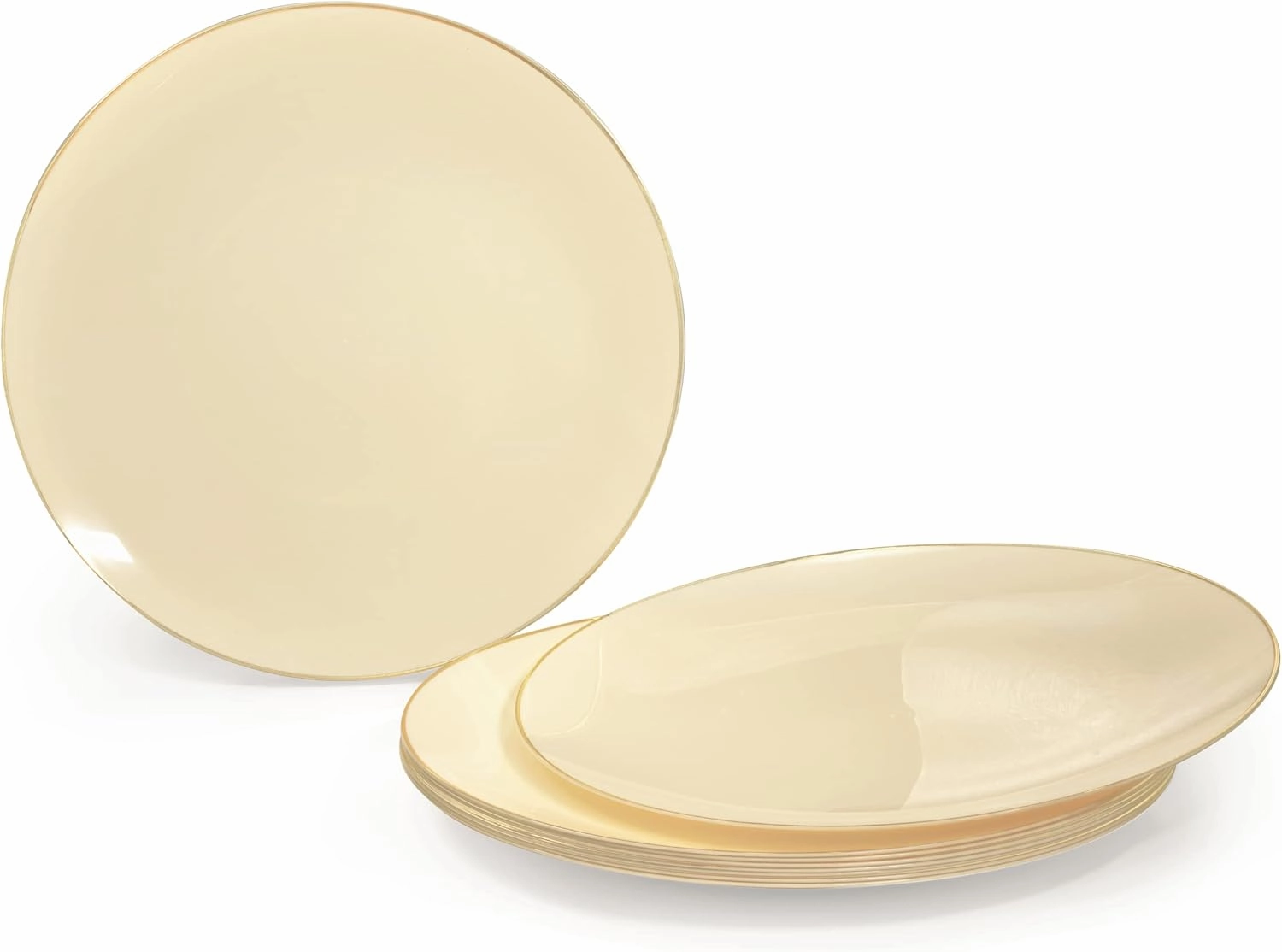 " OCCASIONS " 240 Plates Pack,(120 Guests) Premium Wedding Party Disposable Plastic Plates Set -120 x 10.25'' Dinner   120 x 7.5'' Salad/Dessert (Bali, Ivory & Gold)