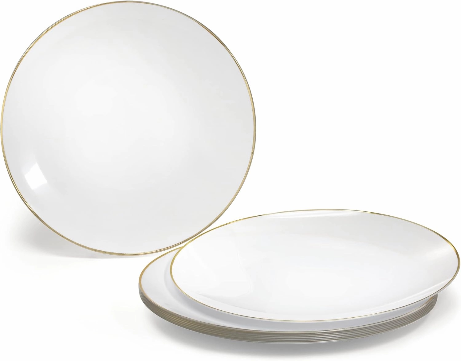 " OCCASIONS " 240 Plates Pack,(120 Guests) Premium Wedding Party Disposable Plastic Plates Set -120 x 10.25'' Dinner   120 x 7.5'' Salad/Dessert (Bali, White & Gold)