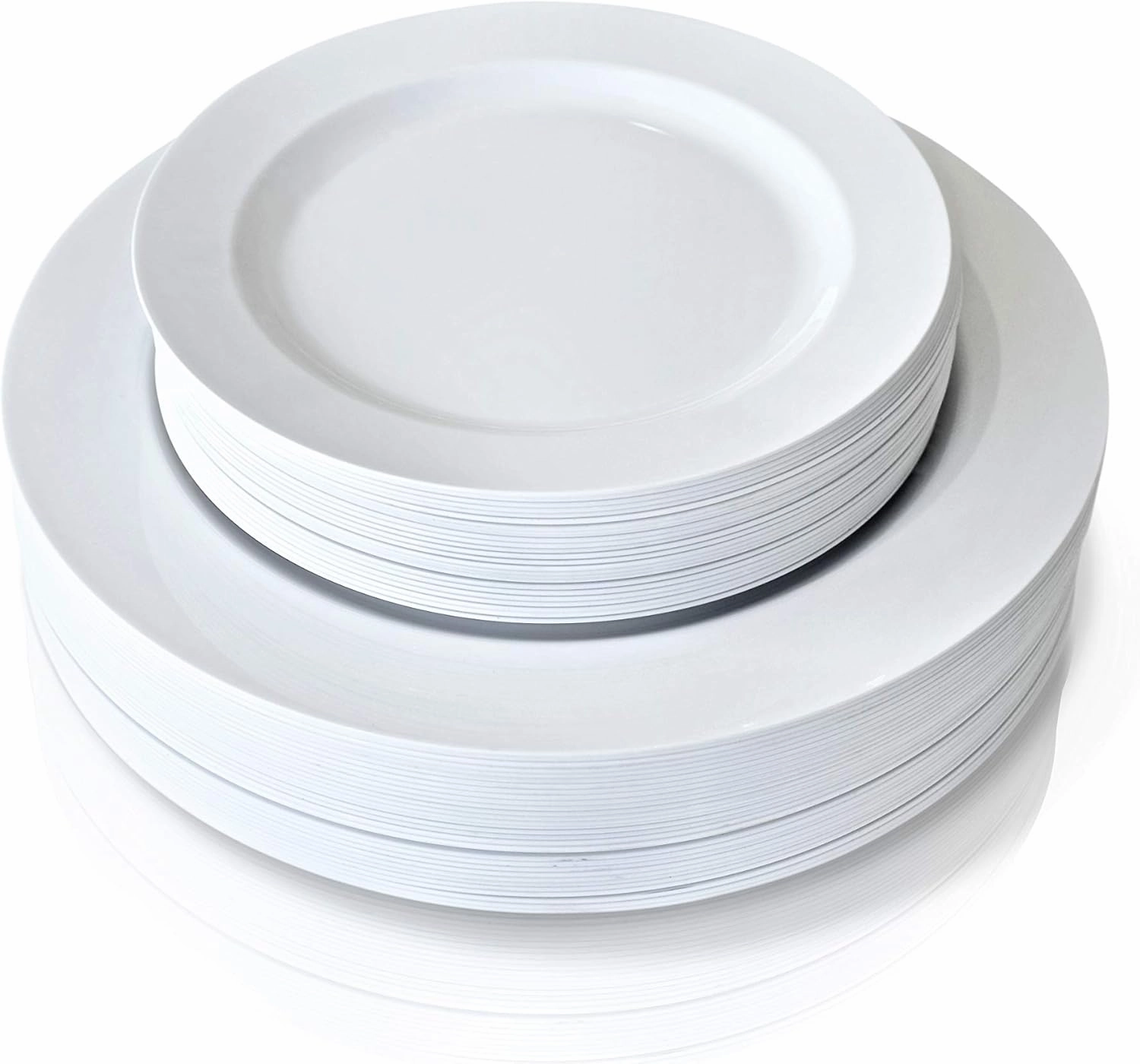 " OCCASIONS " 240 Plates Pack,(120 Guests) Wedding Heavyweight Wedding Party Disposable Plastic Plates Set -120 x 10.5'' Dinner   120 x 7.5'' Salad/Dessert Plate (Plain White)