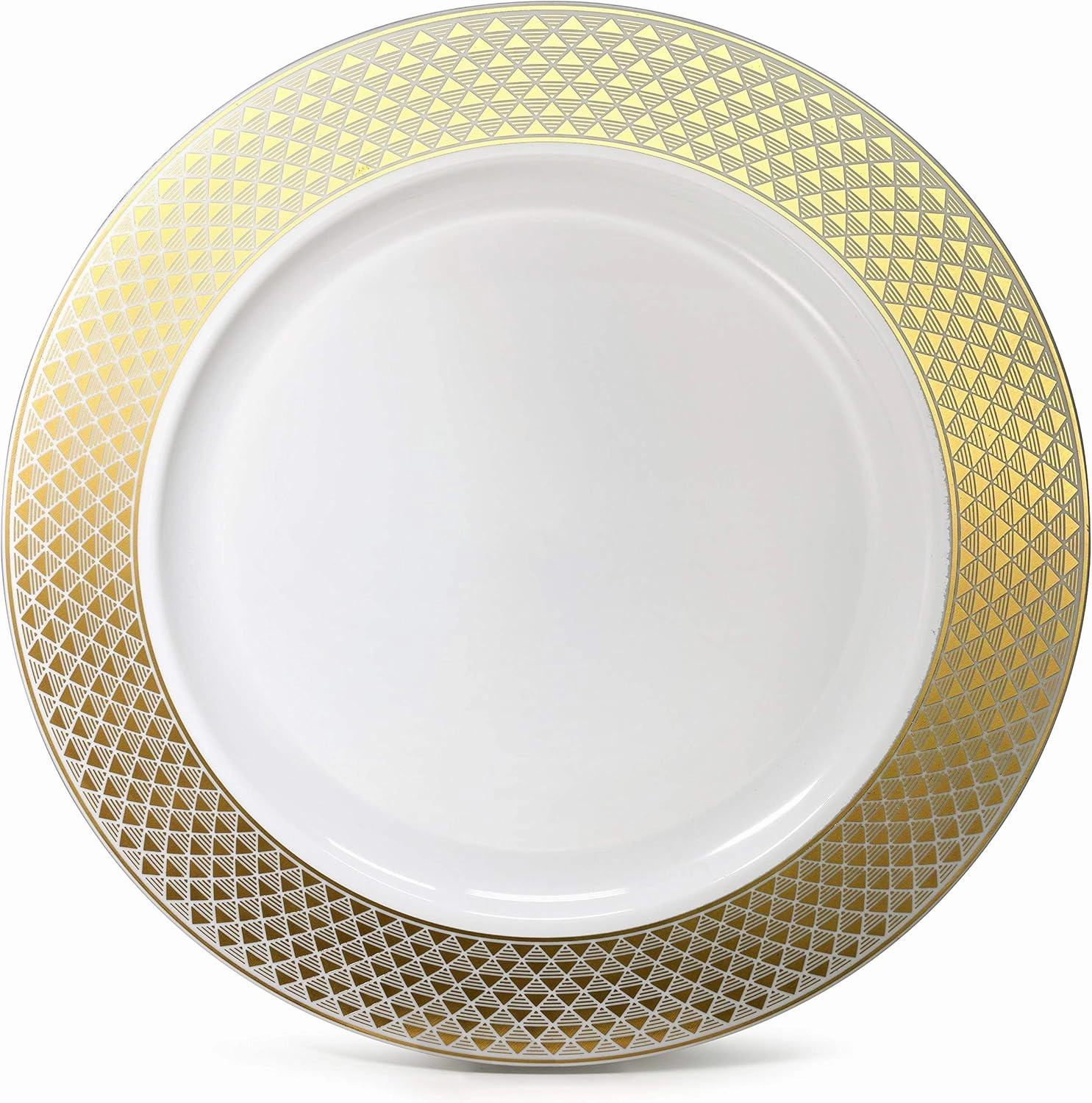 " OCCASIONS " 40 pcs Chargers pack Wedding Party 12'' Disposable Plastic Charger Plates/Chargers (Celebration White & Gold)