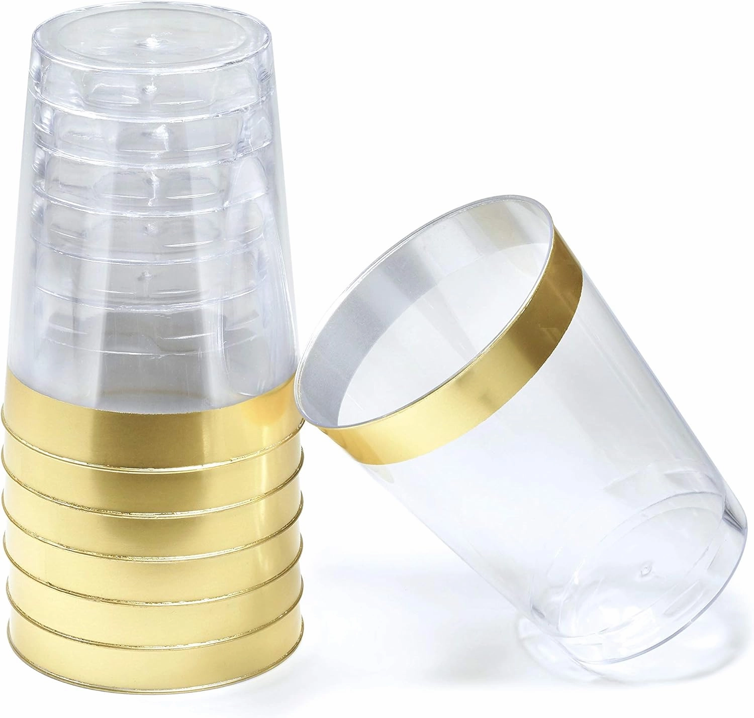" OCCASIONS " 840pcs set (120 Guests)-Heavyweight Wedding Party Disposable Plastic Plate Set-120 x 10.5''   120 x 6.25''   Gold Silverware   Cups   Napkins (Lace Ivory & Gold Rim)