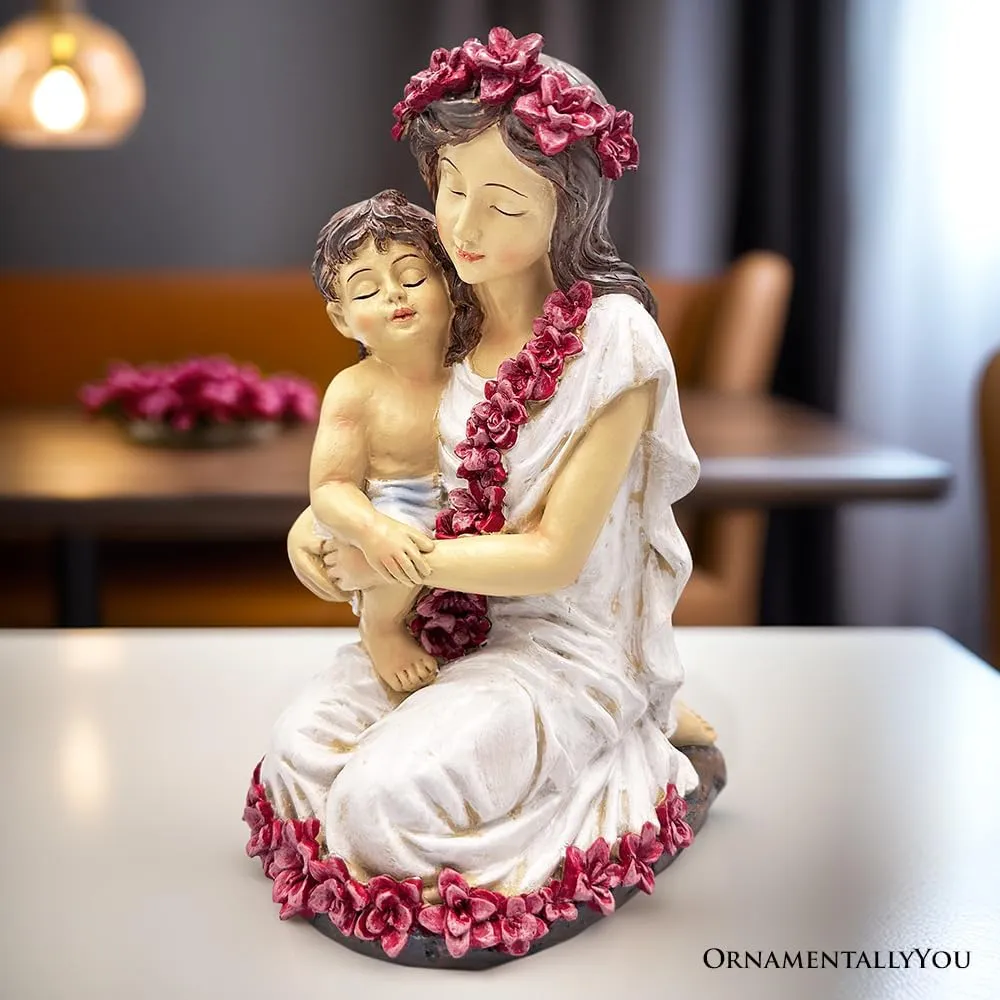 A Mother’s Embrace Figurine, 8" Child and Mom Heartwarming Tabletop Statue Decoration