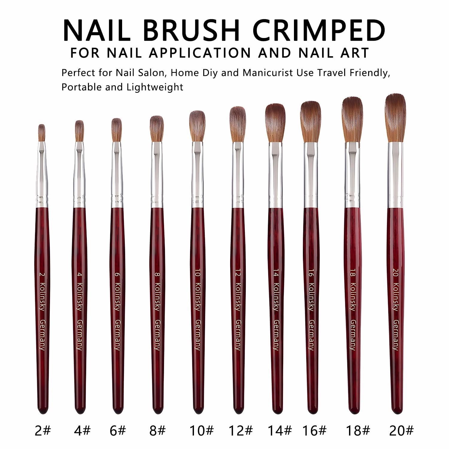 Acrylic Nail Brush 100% Kolinsky Acrylic Brushes for Nails Size 16 Oval Crimped Shaped Nail Brushes for Acrylic Application Mahogany Handle Professional Nail Art Powder Brush Manicure Tool