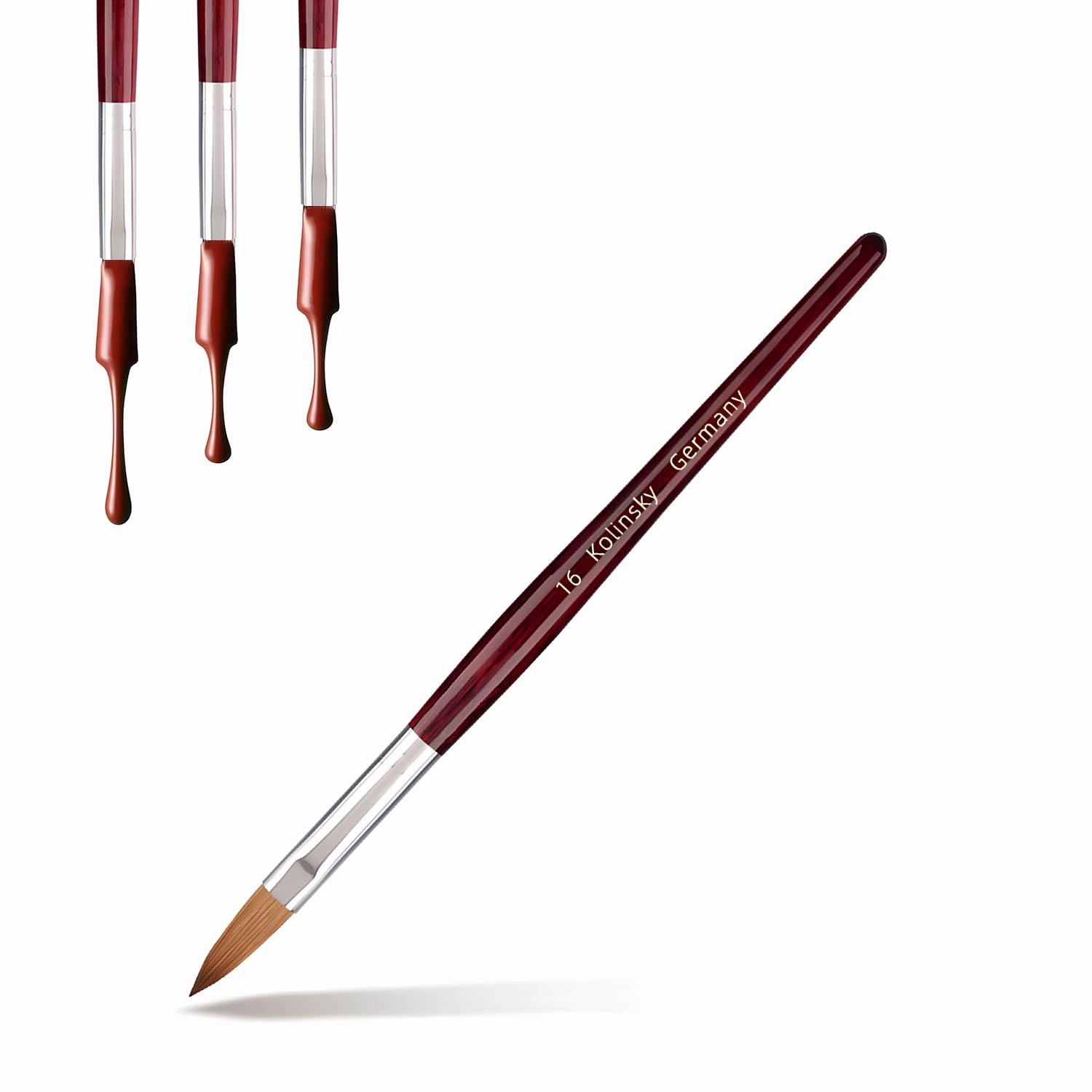 Acrylic Nail Brush 100% Kolinsky Acrylic Brushes for Nails Size 16 Oval Crimped Shaped Nail Brushes for Acrylic Application Mahogany Handle Professional Nail Art Powder Brush Manicure Tool