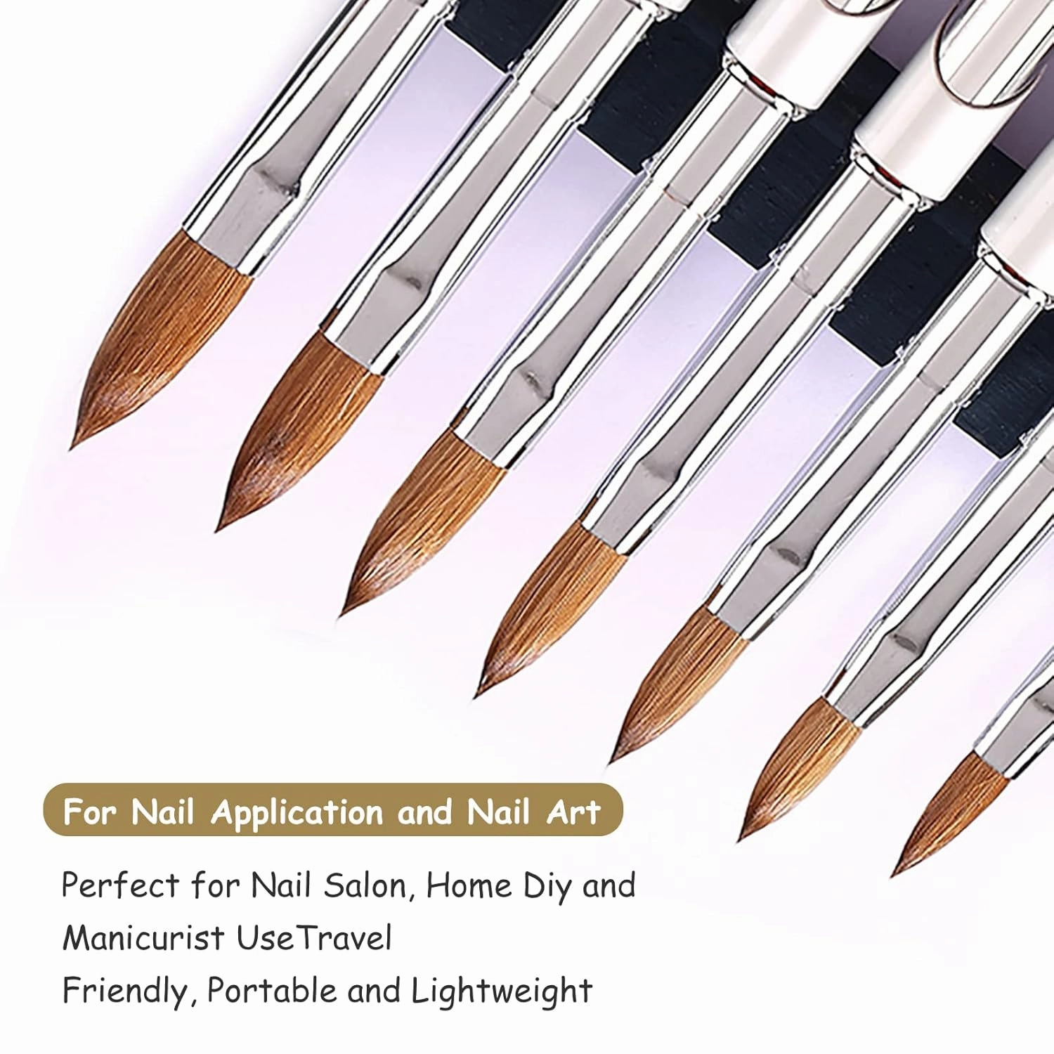Acrylic Nail Brushes,100% Kolinsky Acrylic Nail Brush, Size 8 Nail Brush for Acrylic Application Round Oval Shaped, Nail Art Brushes for Acrylic Application Nail Extension Professional Nail Art Brush (8#)