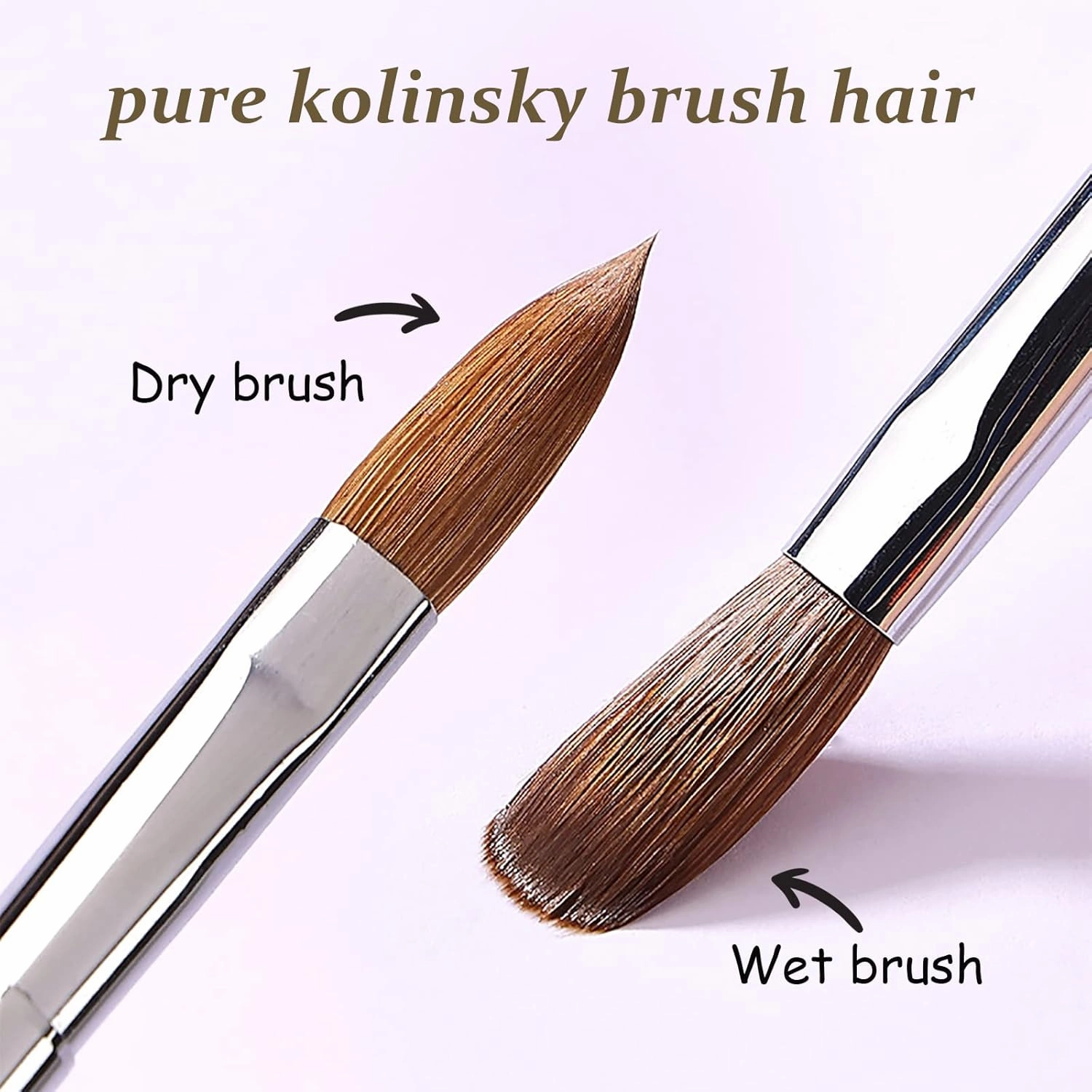 Acrylic Nail Brushes,100% Kolinsky Acrylic Nail Brush, Size 8 Nail Brush for Acrylic Application Round Oval Shaped, Nail Art Brushes for Acrylic Application Nail Extension Professional Nail Art Brush (8#)