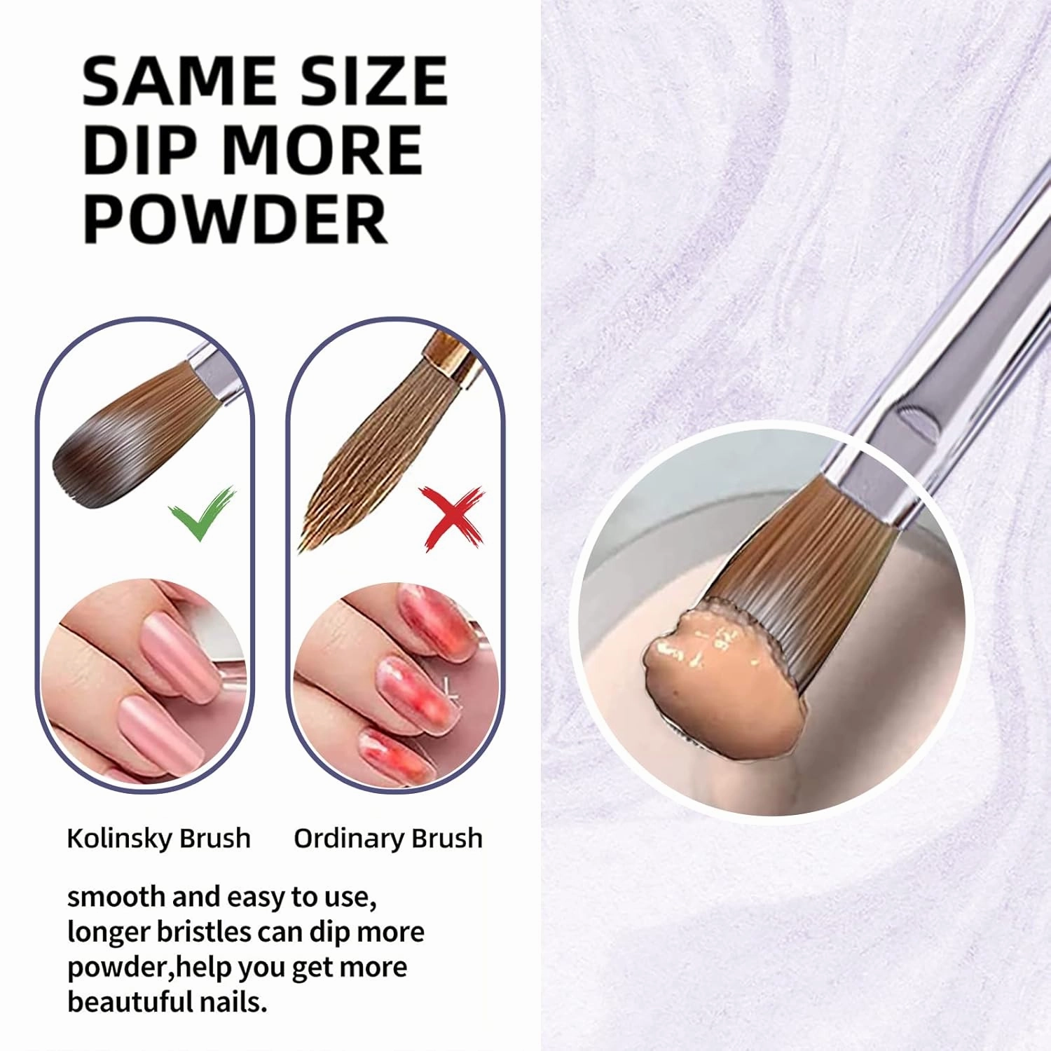 Acrylic Nail Brushes,100% Kolinsky Acrylic Nail Brush, Size 8 Nail Brush for Acrylic Application Round Oval Shaped, Nail Art Brushes for Acrylic Application Nail Extension Professional Nail Art Brush (8#)