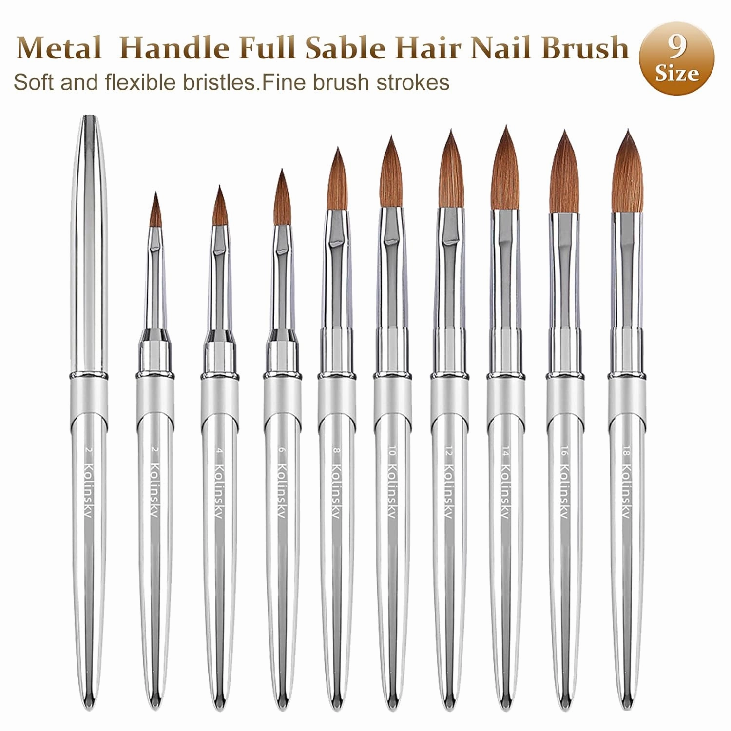 Acrylic Nail Brushes,100% Kolinsky Acrylic Nail Brush, Size 8 Nail Brush for Acrylic Application Round Oval Shaped, Nail Art Brushes for Acrylic Application Nail Extension Professional Nail Art Brush (8#)