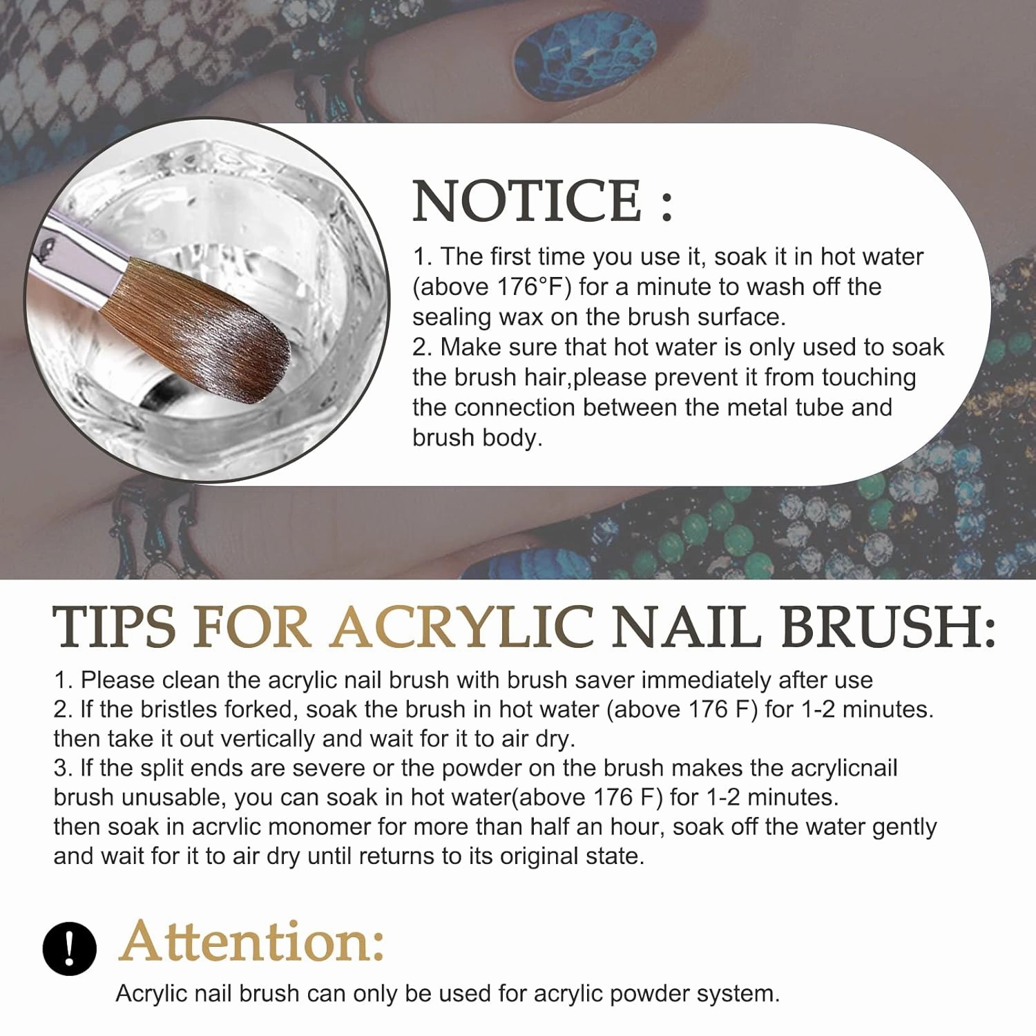 Acrylic Nail Brushes,100% Kolinsky Acrylic Nail Brush, Size 8 Nail Brush for Acrylic Application Round Oval Shaped, Nail Art Brushes for Acrylic Application Nail Extension Professional Nail Art Brush (8#)