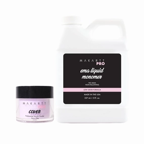 Acrylic Nail Kit – Rose Quartz Cover Powder 2oz & Low Odor MMA-Free Monomer 8oz – Non-Yellowing, Professional Acrylic Nail Supplies for Nail Technicians