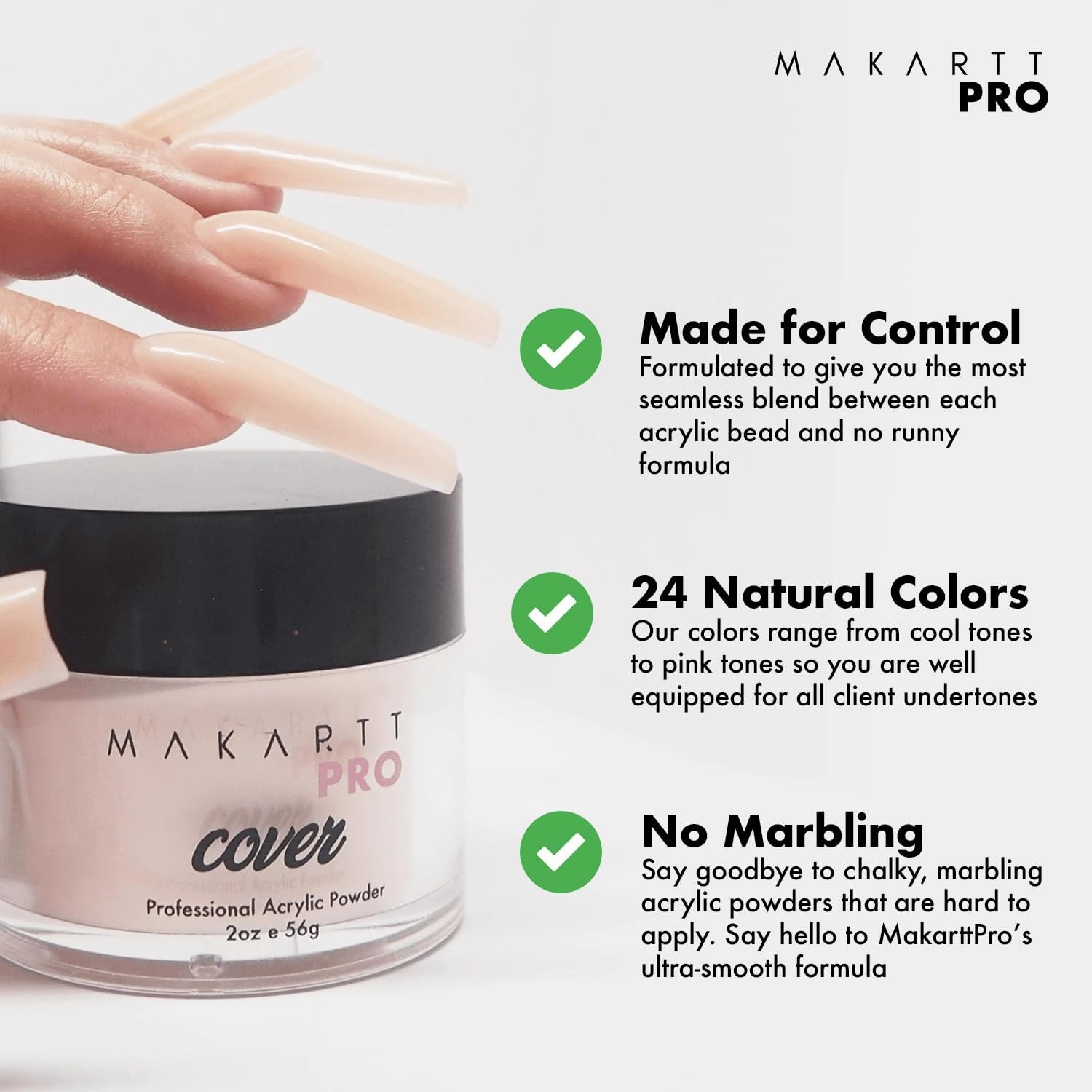 Acrylic Nail Powder 2oz –Rose Quartz Cover Powder for Nail Extensions, Ideal for Professional Nail Technicians