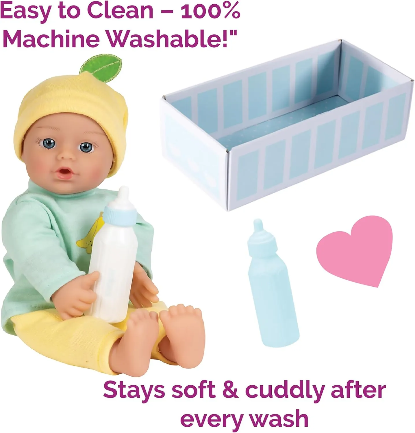 Adora Sweet Baby - 11” Soft & Cuddly Baby Doll, Realistic Features, Gentle Scent, Machine Washable, Lightweight & Easy to Hold | Adorable Playmate (Banana)