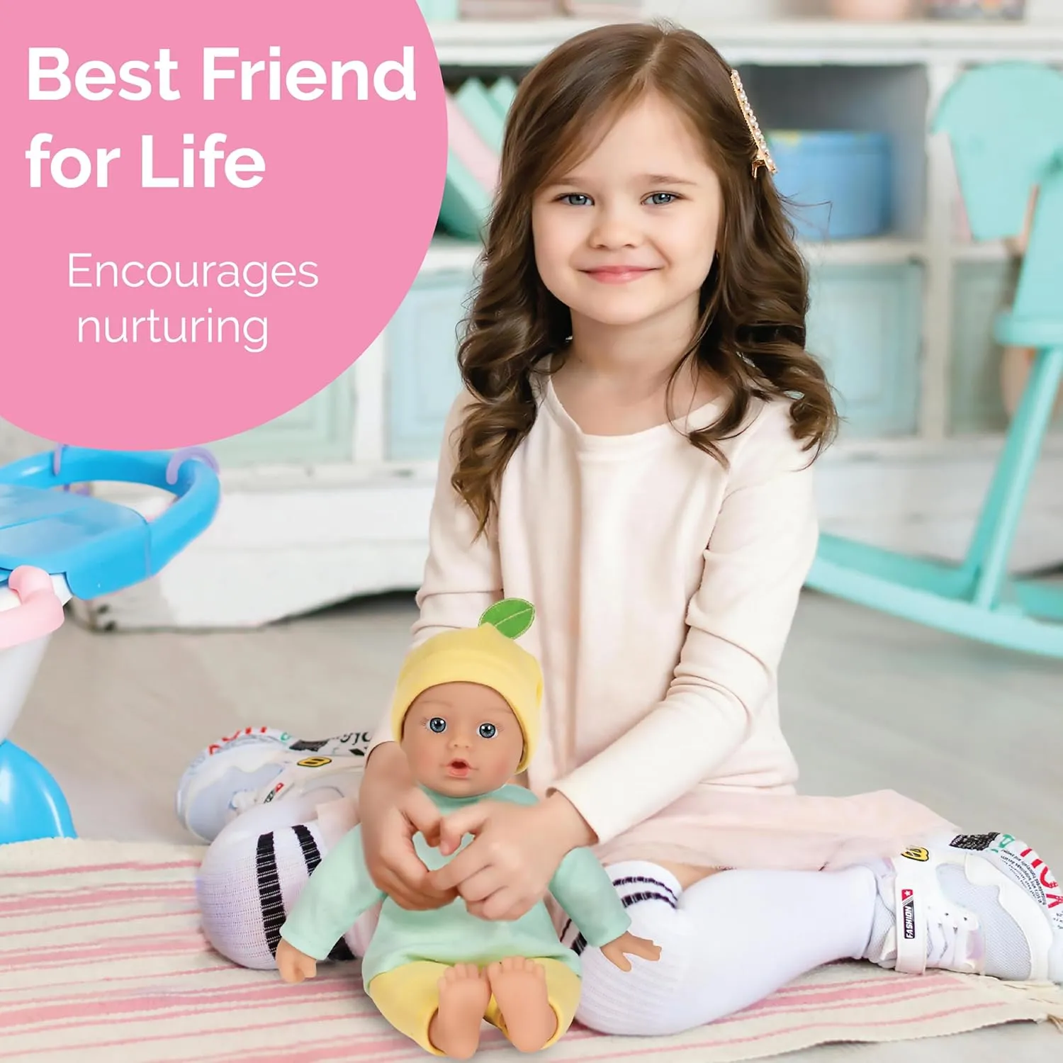 Adora Sweet Baby - 11” Soft & Cuddly Baby Doll, Realistic Features, Gentle Scent, Machine Washable, Lightweight & Easy to Hold | Adorable Playmate (Banana)
