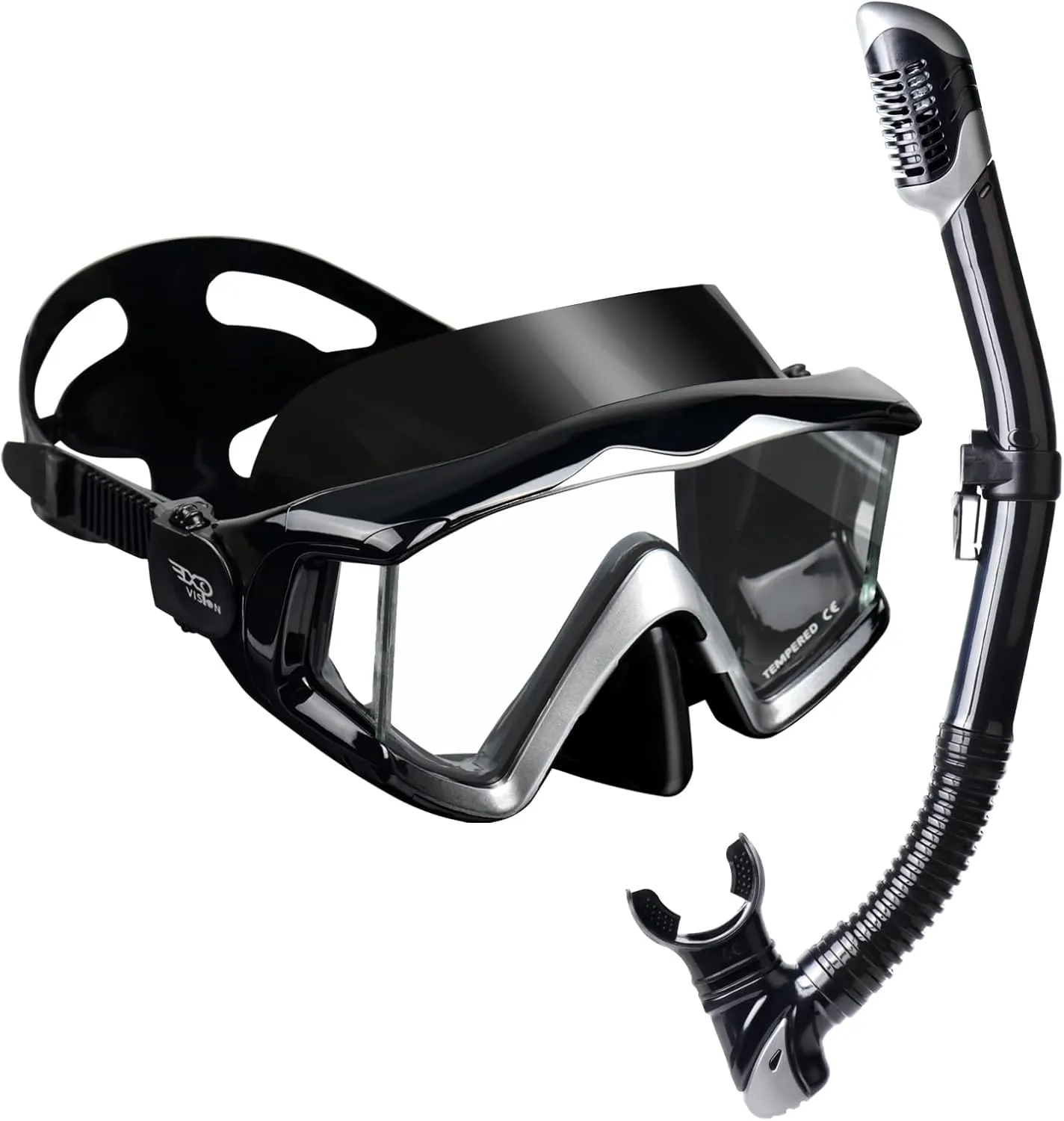 Adult Pano 3 Scuba Diving Mask, Tempered Glass Snorkel Mask Anti-Fog Swim Mask No Leakage Swim Goggles with Nose Cover Snorkeling Gear for Snorkeling, Freediving, Swimming