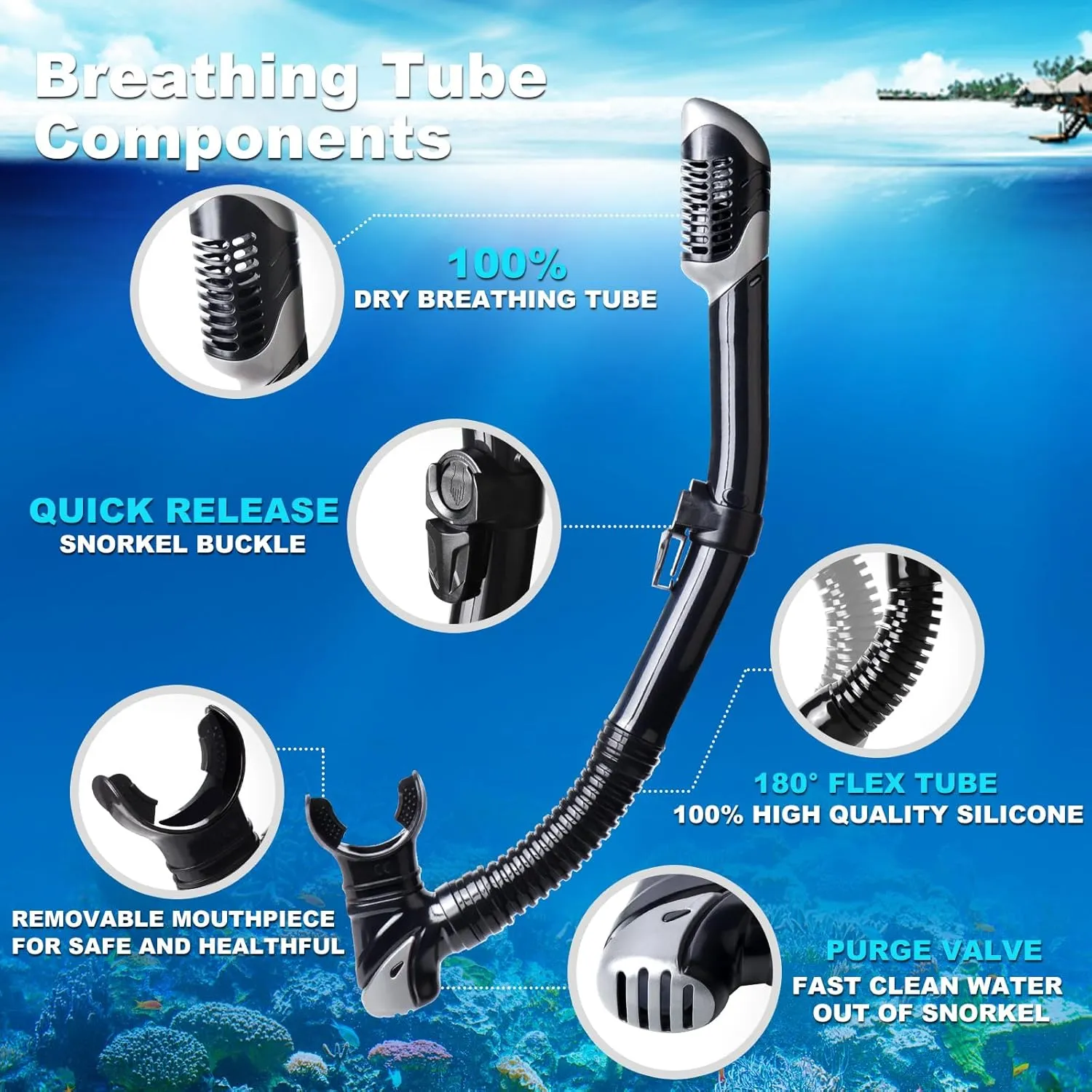 Adult Pano 3 Scuba Diving Mask, Tempered Glass Snorkel Mask Anti-Fog Swim Mask No Leakage Swim Goggles with Nose Cover Snorkeling Gear for Snorkeling, Freediving, Swimming