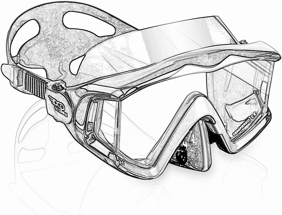 Adult Pano 3 Scuba Diving Mask, Tempered Glass Snorkel Mask Anti-Fog Swim Mask No Leakage Swim Goggles with Nose Cover Snorkeling Gear for Snorkeling, Freediving, Swimming