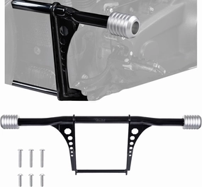 Advanblack Highway Footpeg Crash Bar Protek Performance Engine Guard Sliders For Harley Softail StreetBob, FatBob, Low Rider/S 2018 19 20 21 22 23 24 (Sliders in Silver CNC)