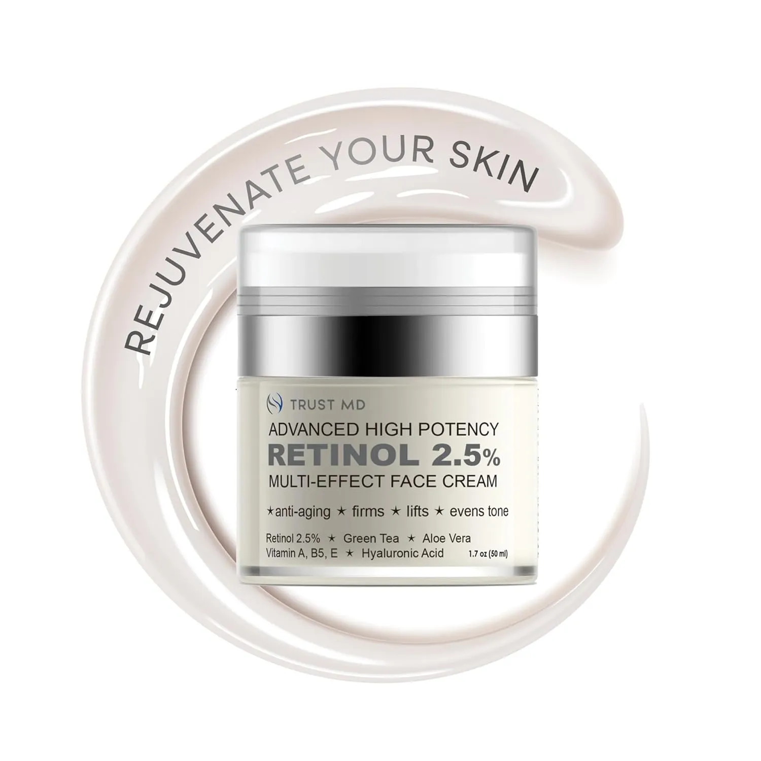 Advanced Retinol 2.5% Anti-Aging Face Cream for Wrinkle and Fine Line Reduction - Enhanced Anti-Wrinkle Cream with Hyaluronic Acid - Effective Retinol Face Cream - 1.7 oz