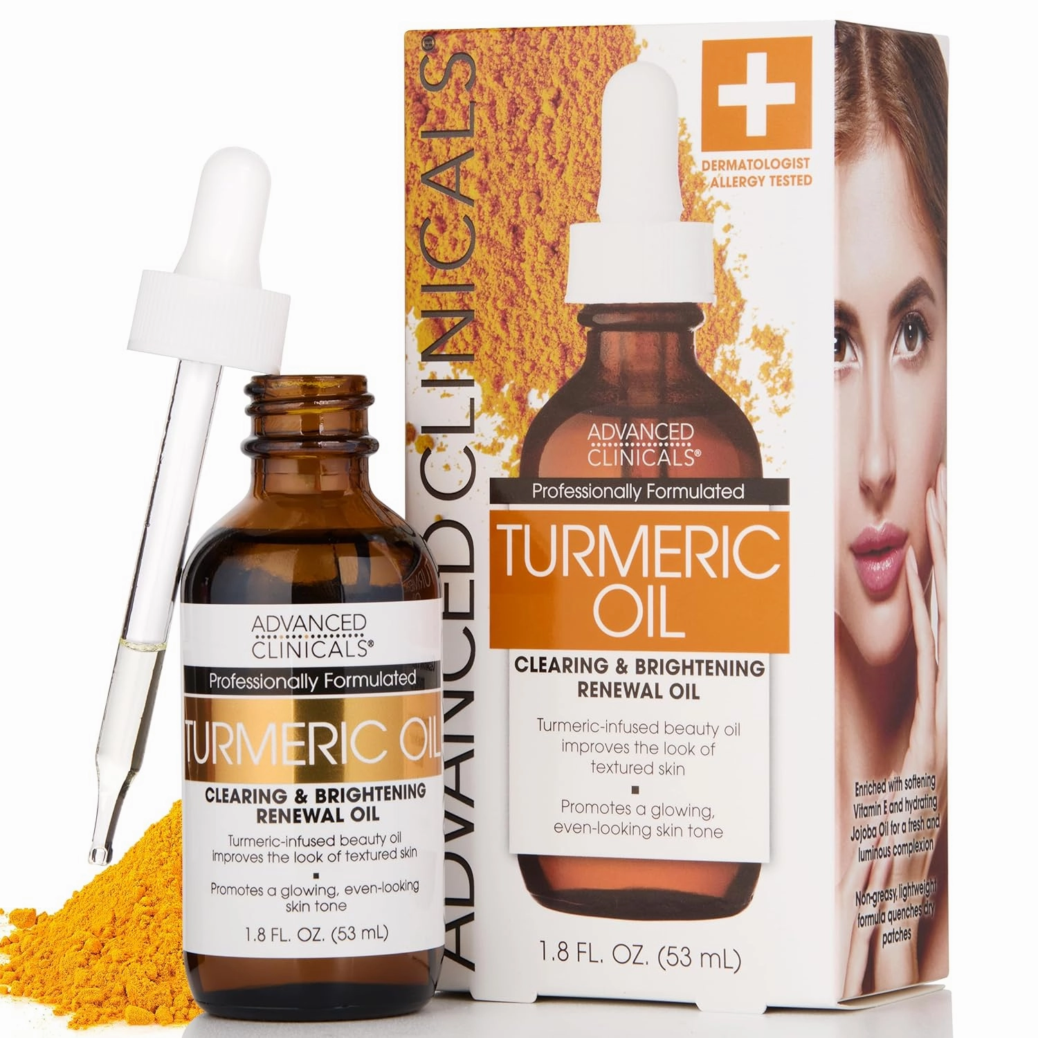 Advanced Clinicals Turmeric Oil Serum For Face | Facial Skin Care Serum With Jojoba   Coconut Oil To Improve Appearance Of Dark Spots & Uneven Skin Tone | Antioxidant Dry Skin Moisturizer, 1.8 Fl Oz