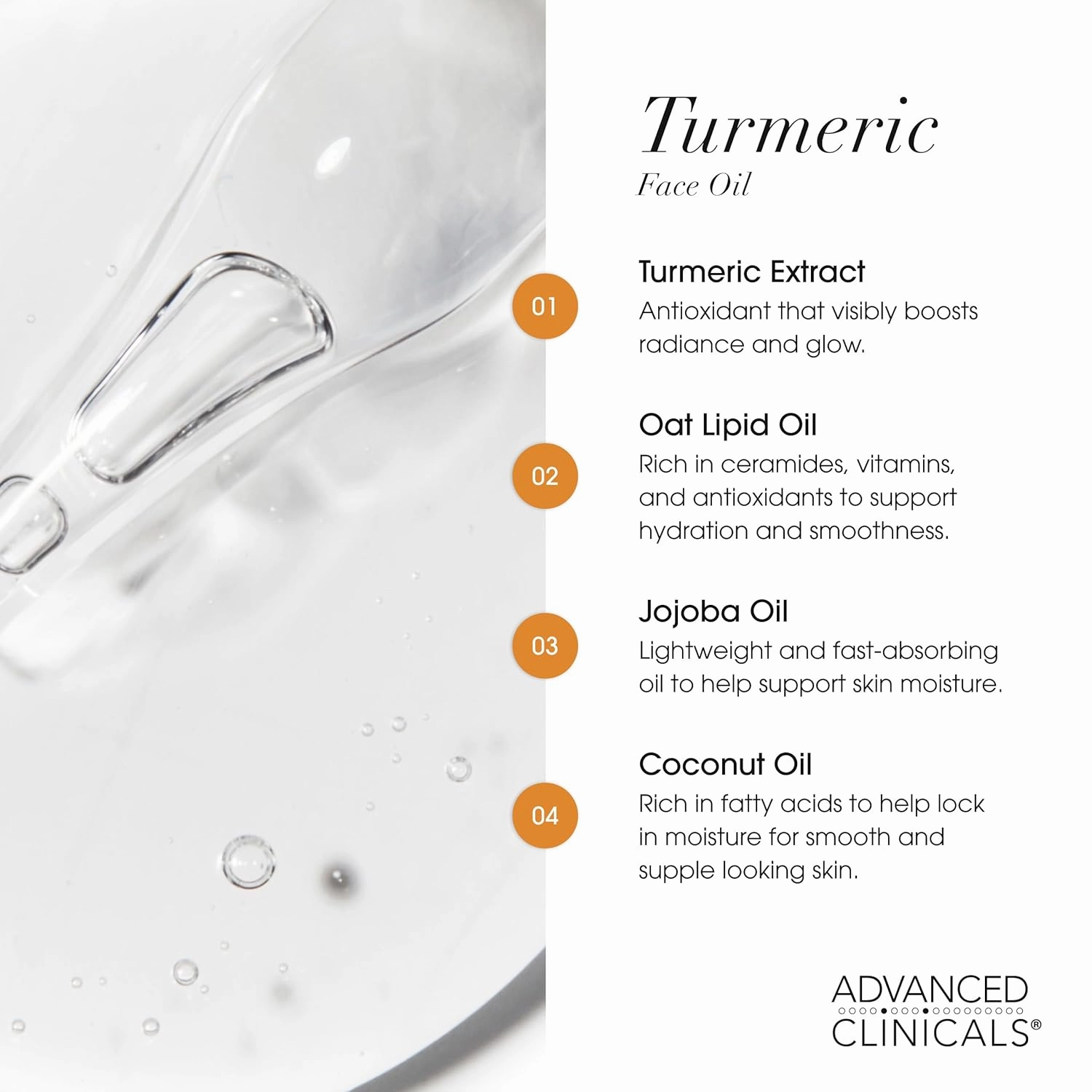 Advanced Clinicals Turmeric Oil Serum For Face | Facial Skin Care Serum With Jojoba   Coconut Oil To Improve Appearance Of Dark Spots & Uneven Skin Tone | Antioxidant Dry Skin Moisturizer, 1.8 Fl Oz