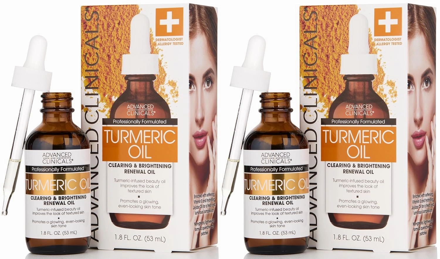 Advanced Clinicals Turmeric Oil Serum For Face | Facial Skin Care Serum With Jojoba   Coconut Oil To Improve Appearance Of Dark Spots & Uneven Skin Tone | Antioxidant Dry Skin Moisturizer, 2-Pack