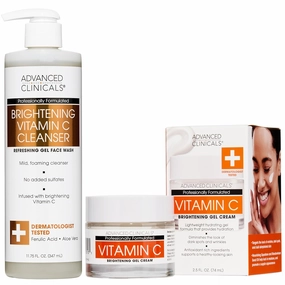 Advanced Clinicals Vitamin C Hydrating Face Gel Cream   Vitamin C Hydrating Facial Cleanser Bundle