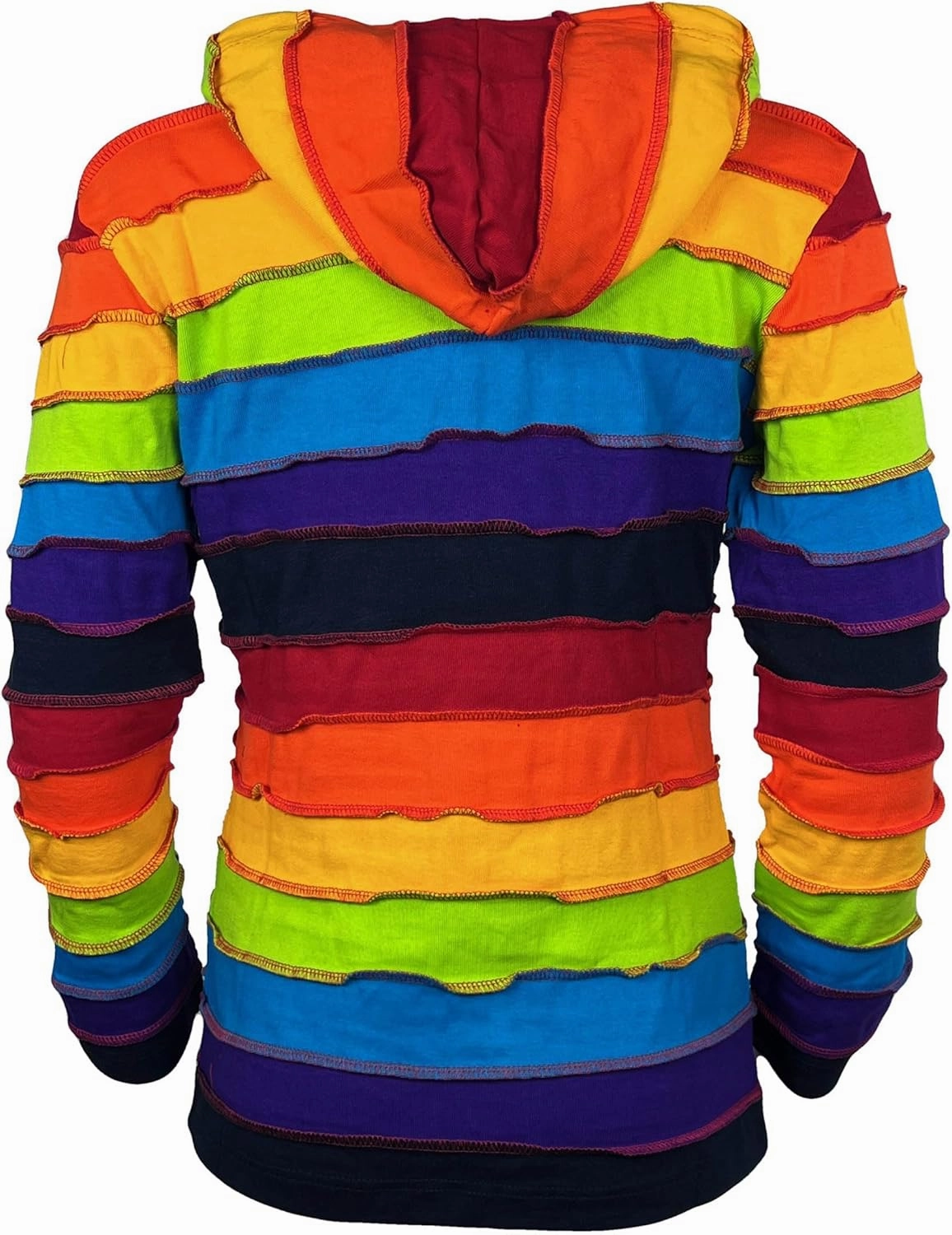Agan Traders 2025 Spring Rainbow Printed Knit Cotton Lightweight Hoodie - Bohemian Hippie Gypsy Zip Up Jackets for Women