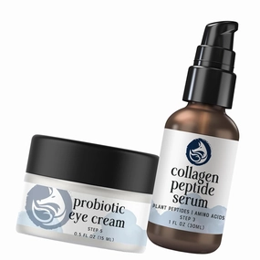 Age-Defying Eye Cream and Face Serum Bundle of Probiotic Eye Cream & Peptide Collagen Serum