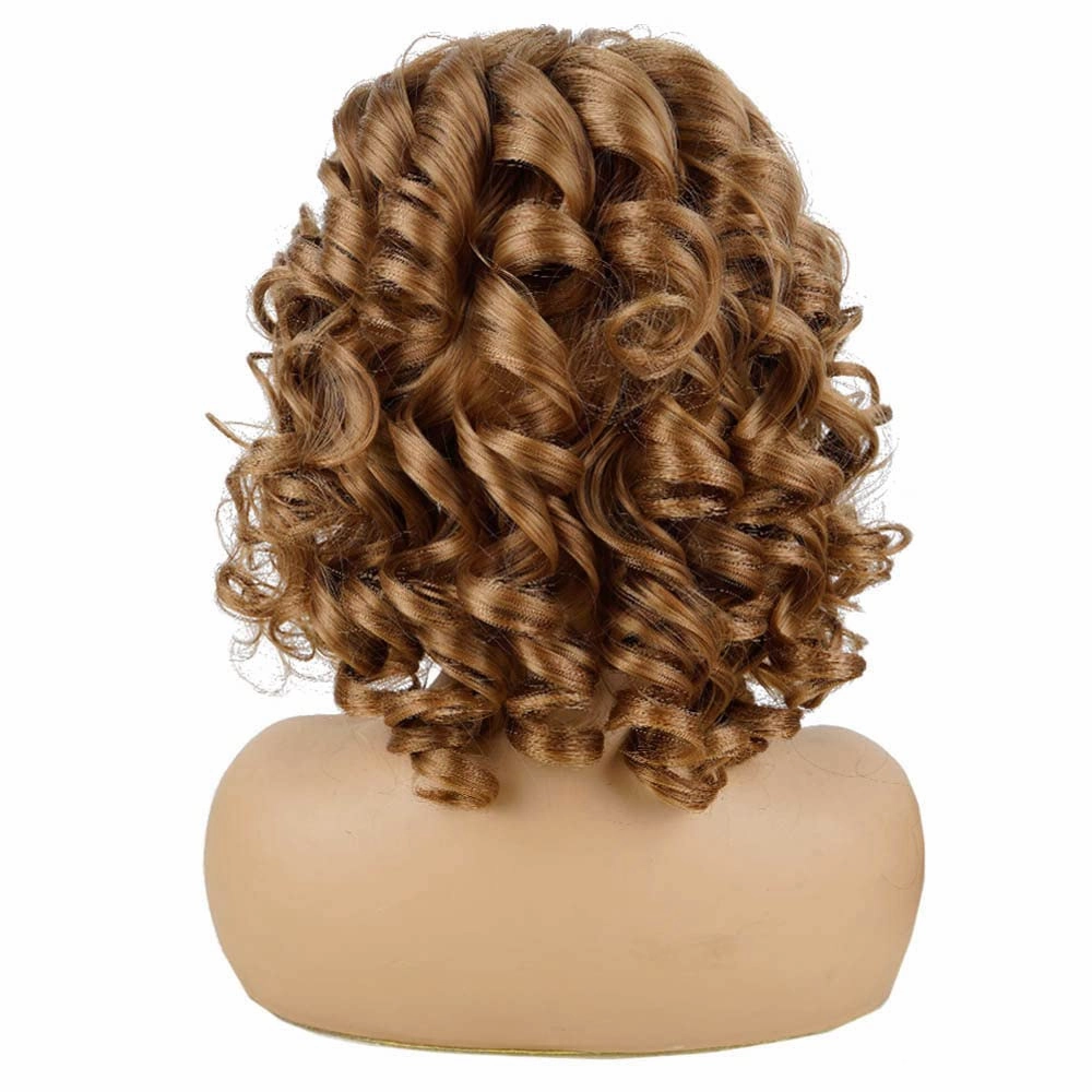 AIDUSA Afro Curly Wigs with Bangs Big Blonde Wigs for Black Women Light Brown Short Wigs for Women Synthetic Hair Natural Looking (#30 Honey Blonde)