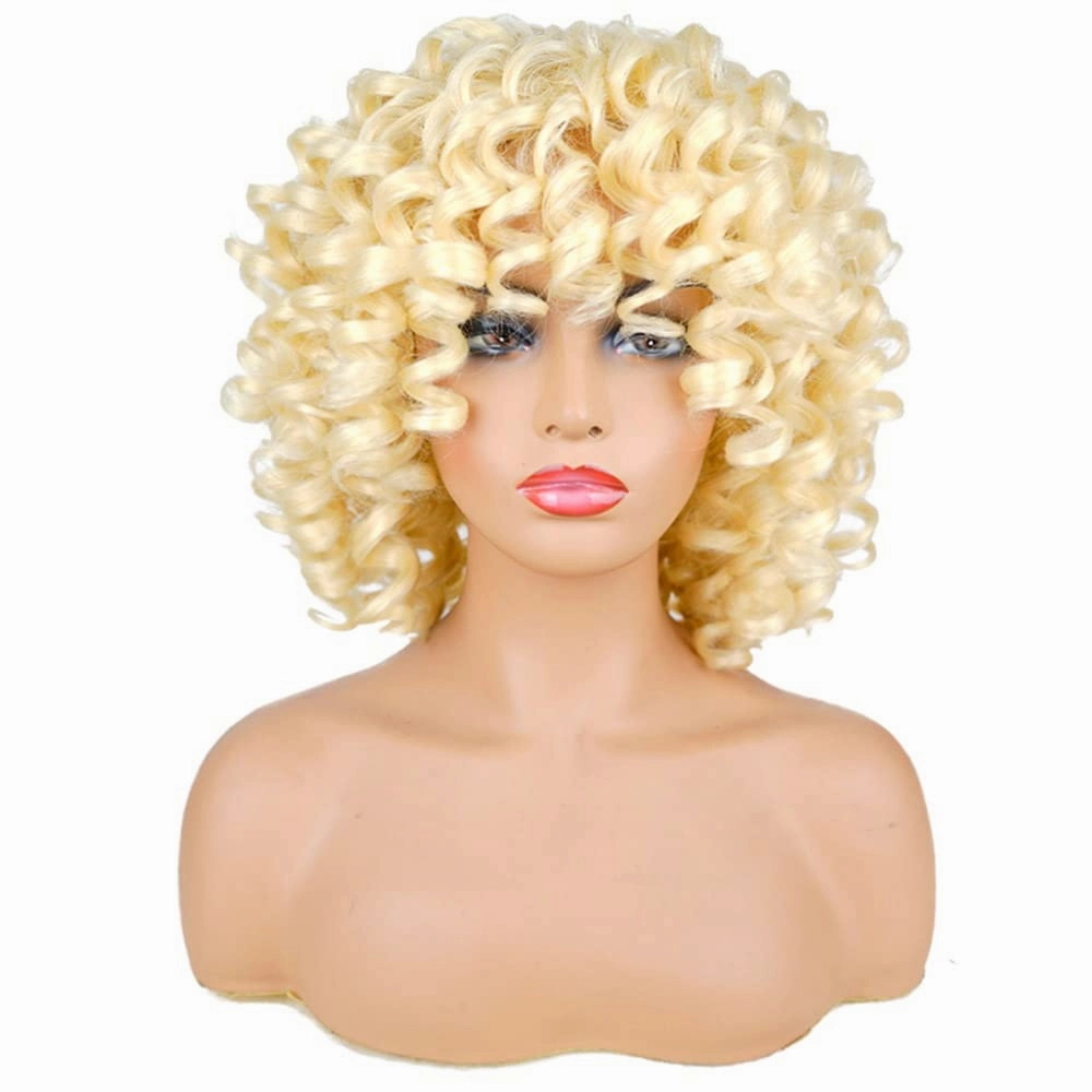 AIDUSA Big, Loose, Curly Wigs for Black Women - Afro Curly Wigs with Bangs - Synthetic & Natural Looking Wigs (#613 Blonde)