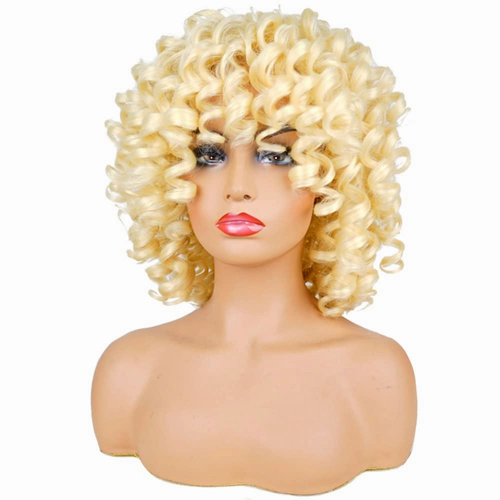 AIDUSA Big, Loose, Curly Wigs for Black Women - Afro Curly Wigs with Bangs - Synthetic & Natural Looking Wigs (#613 Blonde)
