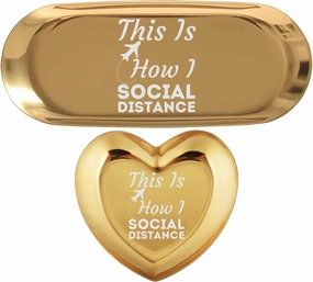 Airplane Aviation Pilot This is How I Social Distance Ring Jewelry Tray | Set of 2 Trinkets Holder
