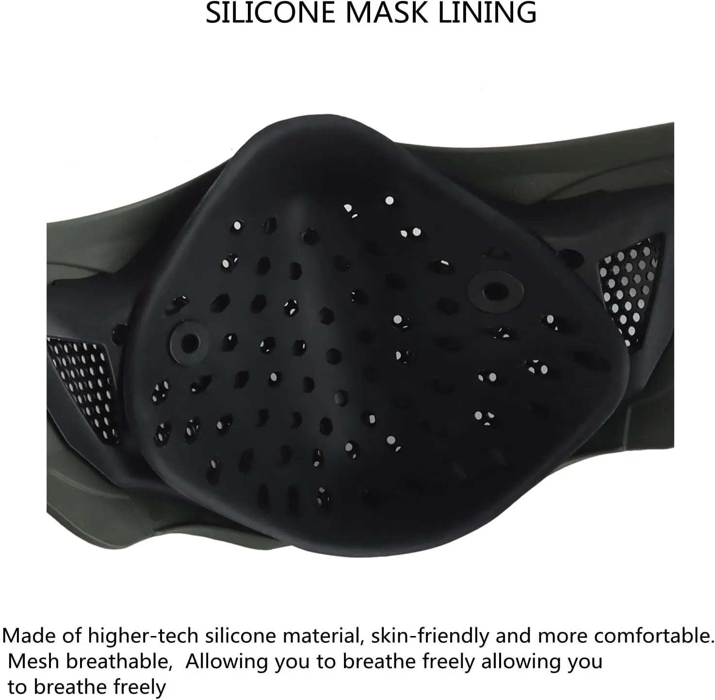 Airsoft Half Face Masks, Half Lower Steel Mesh Airsoft Protective Gear Breathable Silicone Lining Mesh Cover for Adult Men Women BBS Airsoft Shooting CS Survival Games