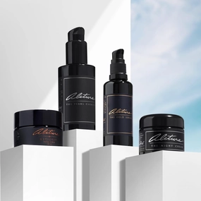 Alitura Four Step Facial - Pearl Cleanser, Meteorite Scrub, Gold Serum, Night Cream Bundle
