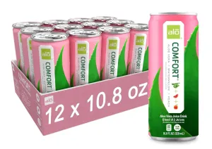 ALO Drink |ALO Comfort Aloe Vera Juice Drink | Watermelon   Peach Flavor | 12 Pack | 10.8 FL OZ (320mL) Cans