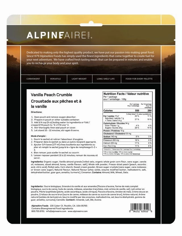 AlpineAire Vanilla Peach Crumble