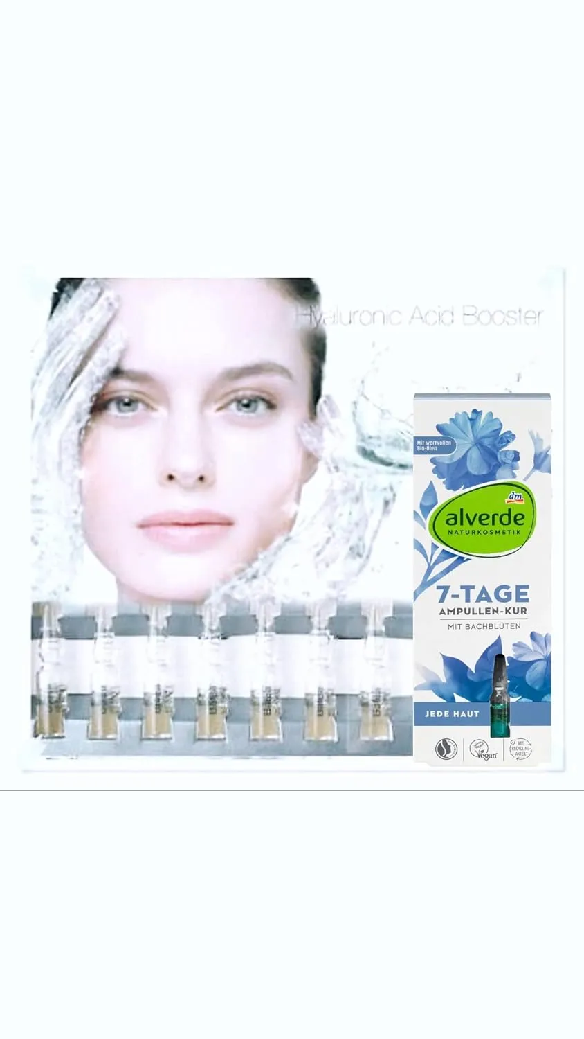 Alverde Face Treatment Kur – For All Skin Types, Vegan, 7 Ampoules for 7-Day Treatment, 7 ml (Pack of1)