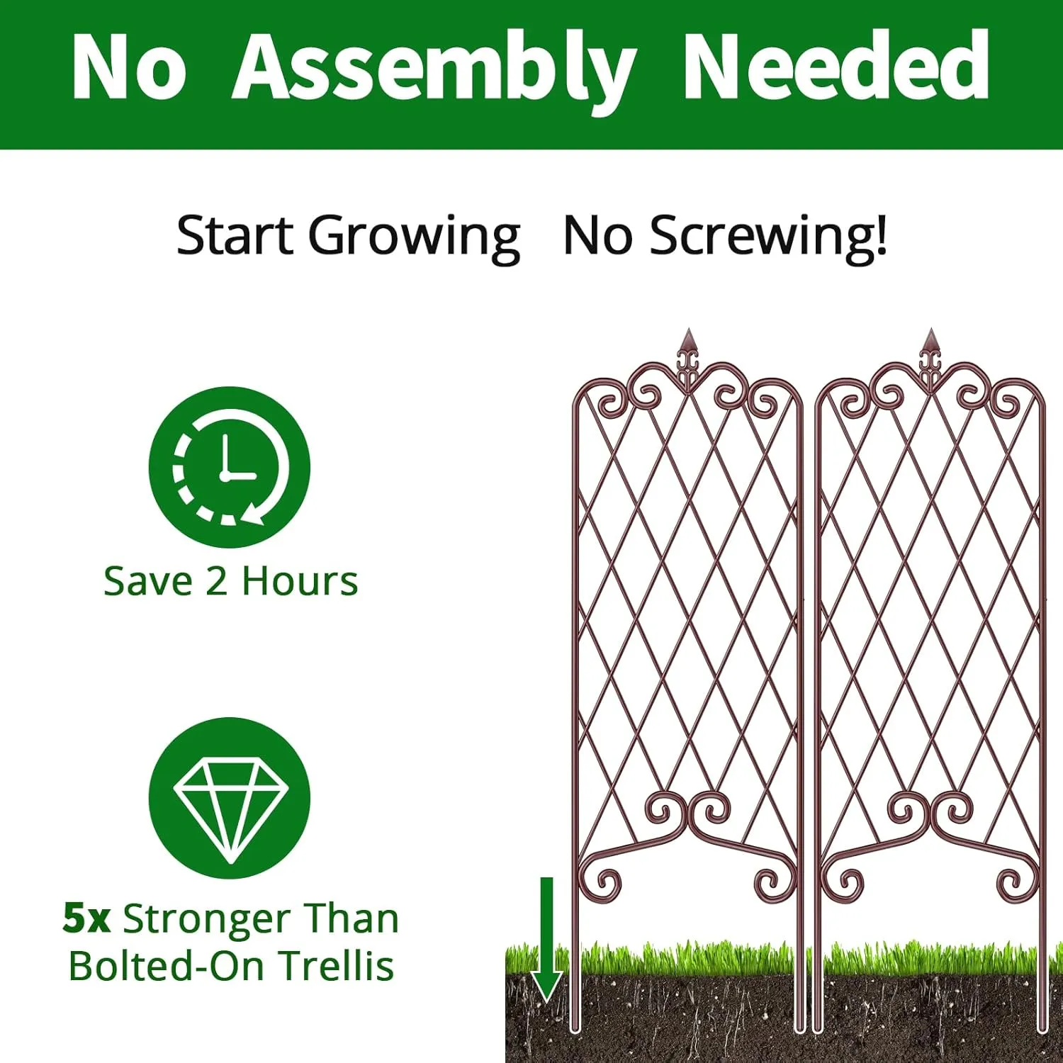 AMAGABELI GARDEN & HOME 2 Pack 60” x 18” Garden Trellis for Climbing Plants Outdoor Garden Fencing Decorative Plant Trellis Vegetables and Rose Trellis for Ivy Cucumbers Bronze