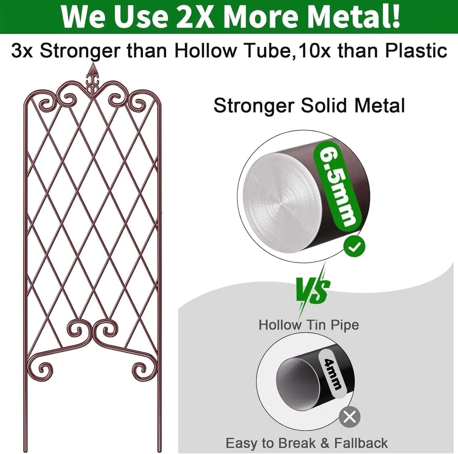 AMAGABELI GARDEN & HOME 2 Pack 60” x 18” Garden Trellis for Climbing Plants Outdoor Garden Fencing Decorative Plant Trellis Vegetables and Rose Trellis for Ivy Cucumbers Bronze