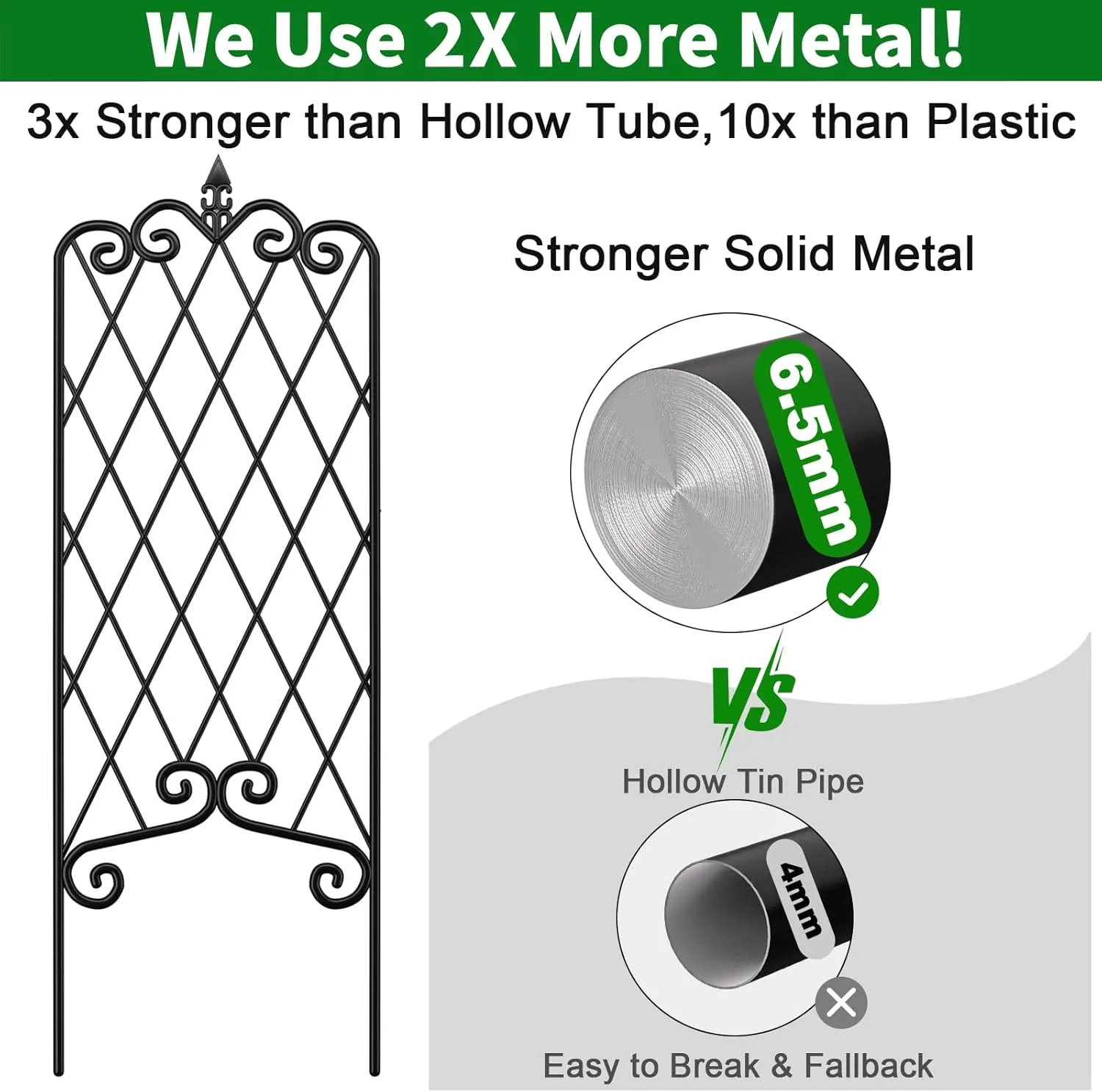 AMAGABELI GARDEN & HOME 2 Pack Black Garden Trellis for Climbing Plants Outdoor Trellis 47” x 16” Climbing Rose Trellis Wrought Iron Trellis Ivy Cucumbers Decorative Metal Flat Trellis