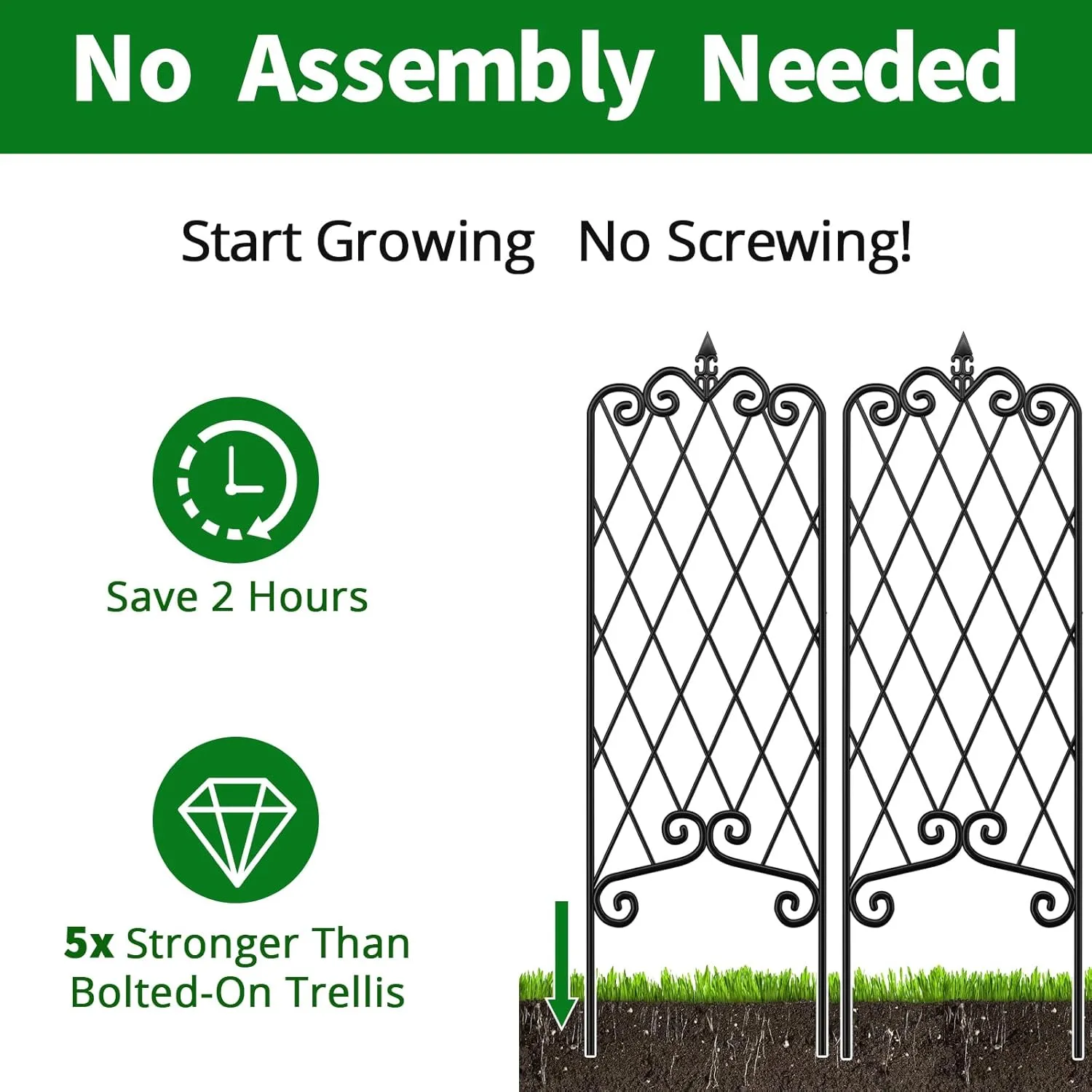 AMAGABELI GARDEN & HOME 2 Pack Black Garden Trellis for Climbing Plants Outdoor Trellis 47” x 16” Climbing Rose Trellis Wrought Iron Trellis Ivy Cucumbers Decorative Metal Flat Trellis