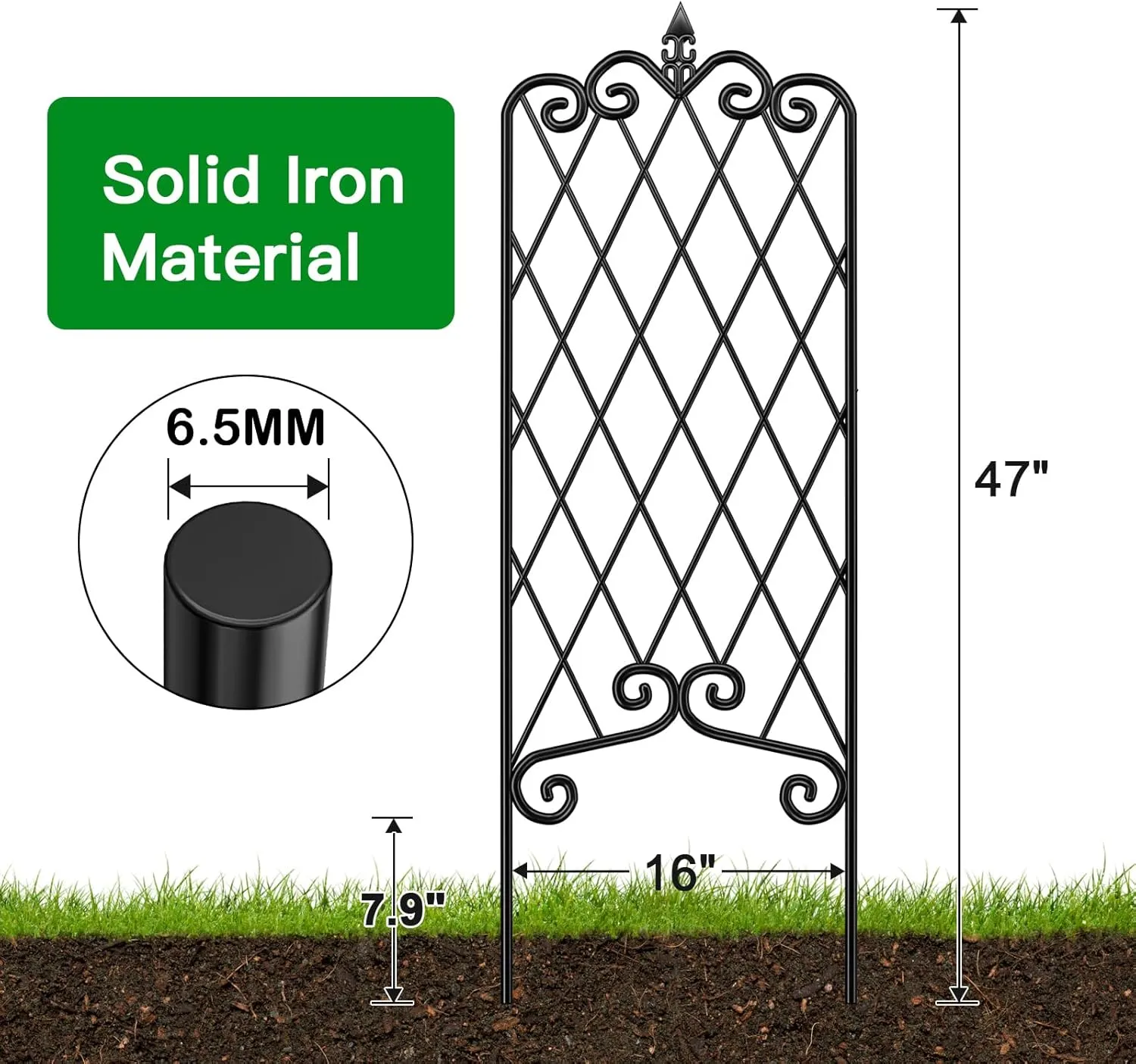 AMAGABELI GARDEN & HOME 2 Pack Black Garden Trellis for Climbing Plants Outdoor Trellis 47” x 16” Climbing Rose Trellis Wrought Iron Trellis Ivy Cucumbers Decorative Metal Flat Trellis