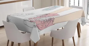 Ambesonne Teen Room Tablecloth, Pair of Shoes in Young Girl Feet with Floral Feminine Fashion Pattern, Dining Room Kitchen Rectangular Table Cover, 60" X 84", Peach Pale Pink Mint