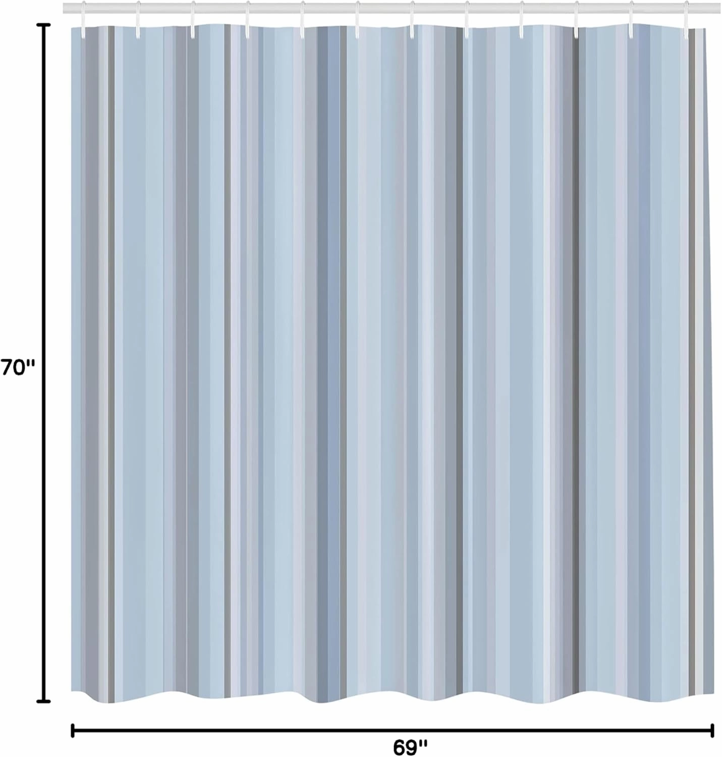 Ambesonne Stripes Shower Curtain, Abstract Ocean Inspired Palette Lines Geometrical Image Illustration, Cloth Fabric Bathroom Decor Set with Hooks, 69" W x 70" L, Pale Blue