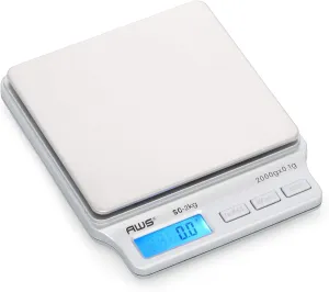 American Weigh Scales SC Series Precision Digital Kitchen Weight Scale, Food Measuring Scale, 2kg x 0.1g (Silver), AMW-SC-2KG