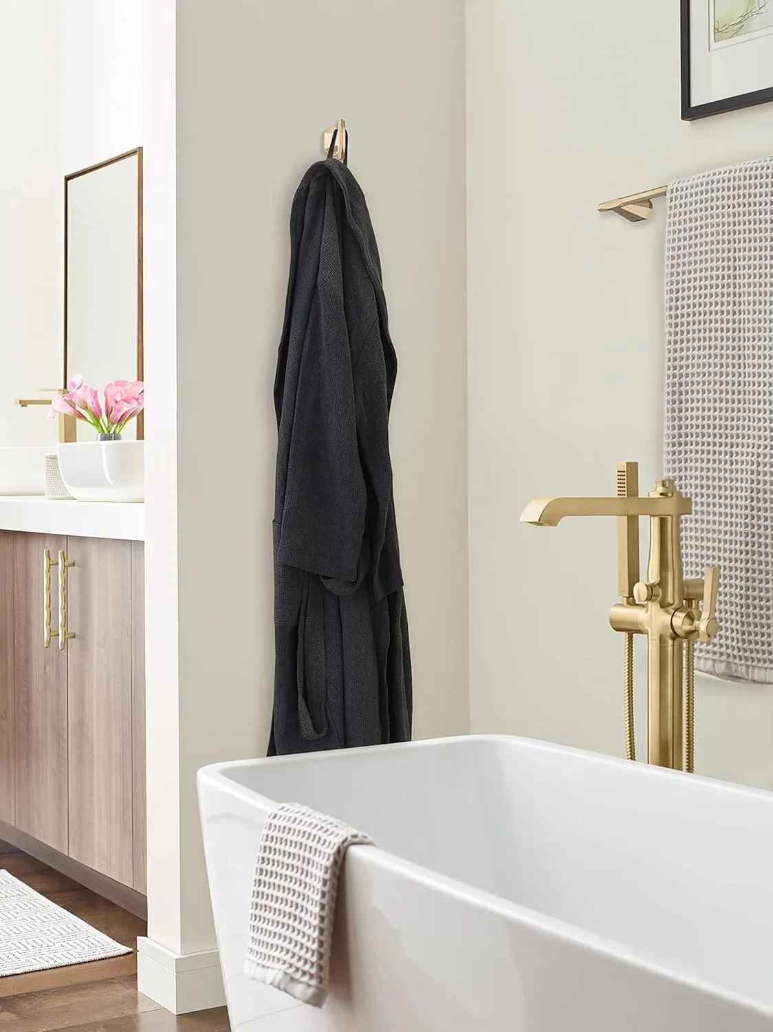 Amerock BH36040CZ | Champagne Bronze Single Robe Hook | 3-7/16 in. (87 mm) Length Towel Holder | St. Vincent | Towel Hook for Bathroom | Bathroom Hardware | Bath Accessories